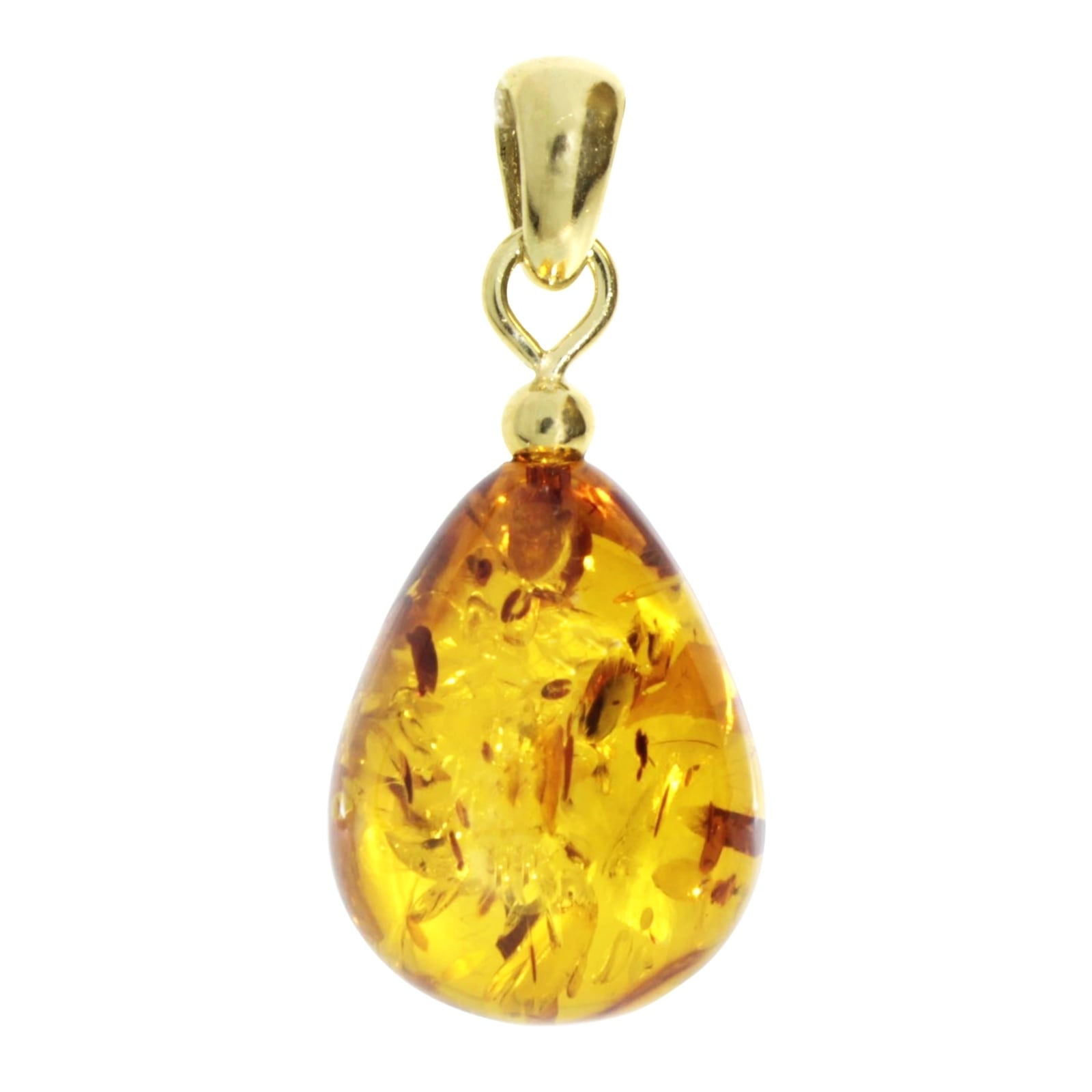 "Kettenanhänger OSTSEE-SCHMUCK ""Ostsee-Schmuck Anhänger Tropfen ca. 20 mm lang - Gold 585/000"", gelb, Schmuckanhänger, Damen, 30 x 12mm, Bernstein