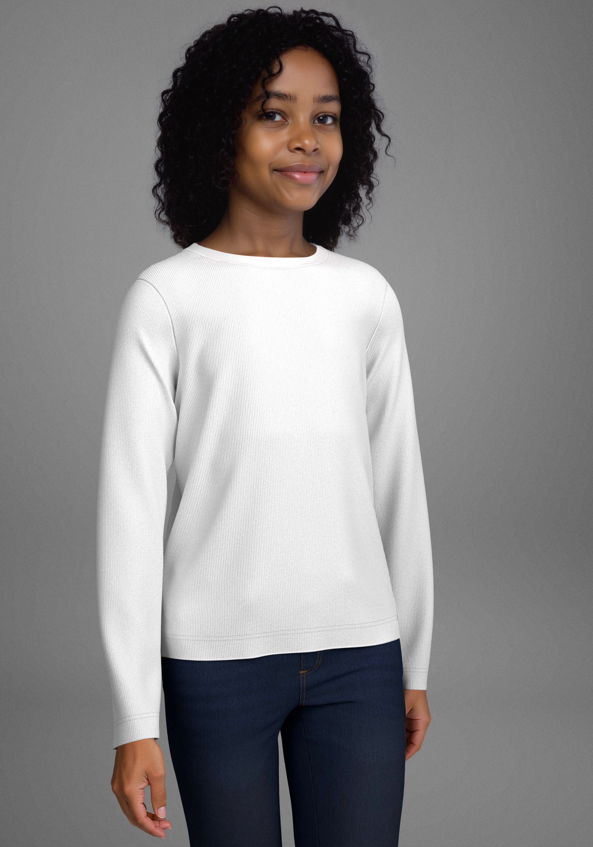 Thumbnail - H.I.S Langarmshirt "2er Packung Shirts aus Rippware für Mädchen" Packung, 2, 2 Stk. Für TEENS. 2er Pack Basic Langarmshi...