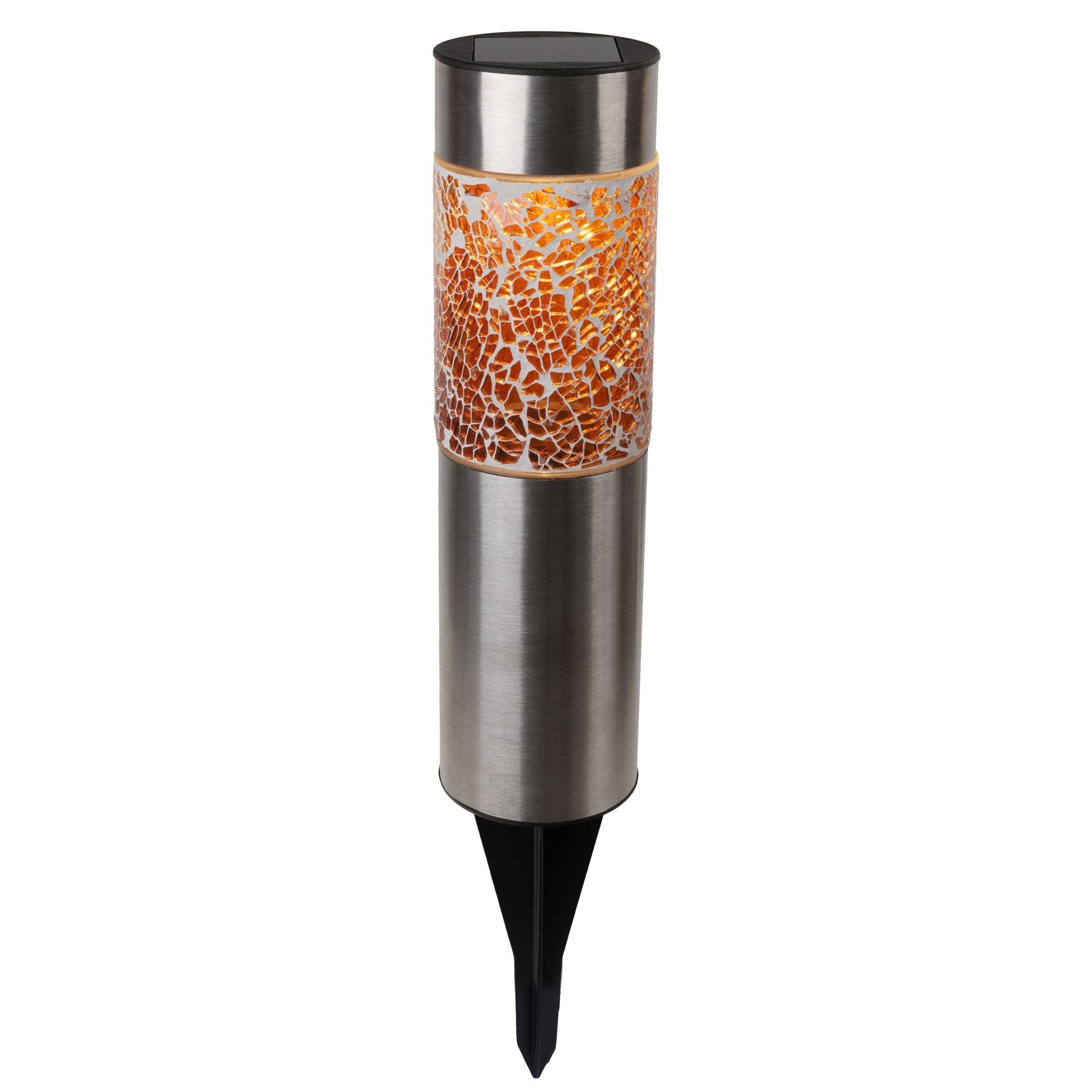 näve LED Solarleuchte »Havanna« LED-Modul 1 Stk. Warmweiß 4er-Set Dekoerdspieß grau, Glaseinsatz 2x grün, 2x orange, H: 33,5 cm