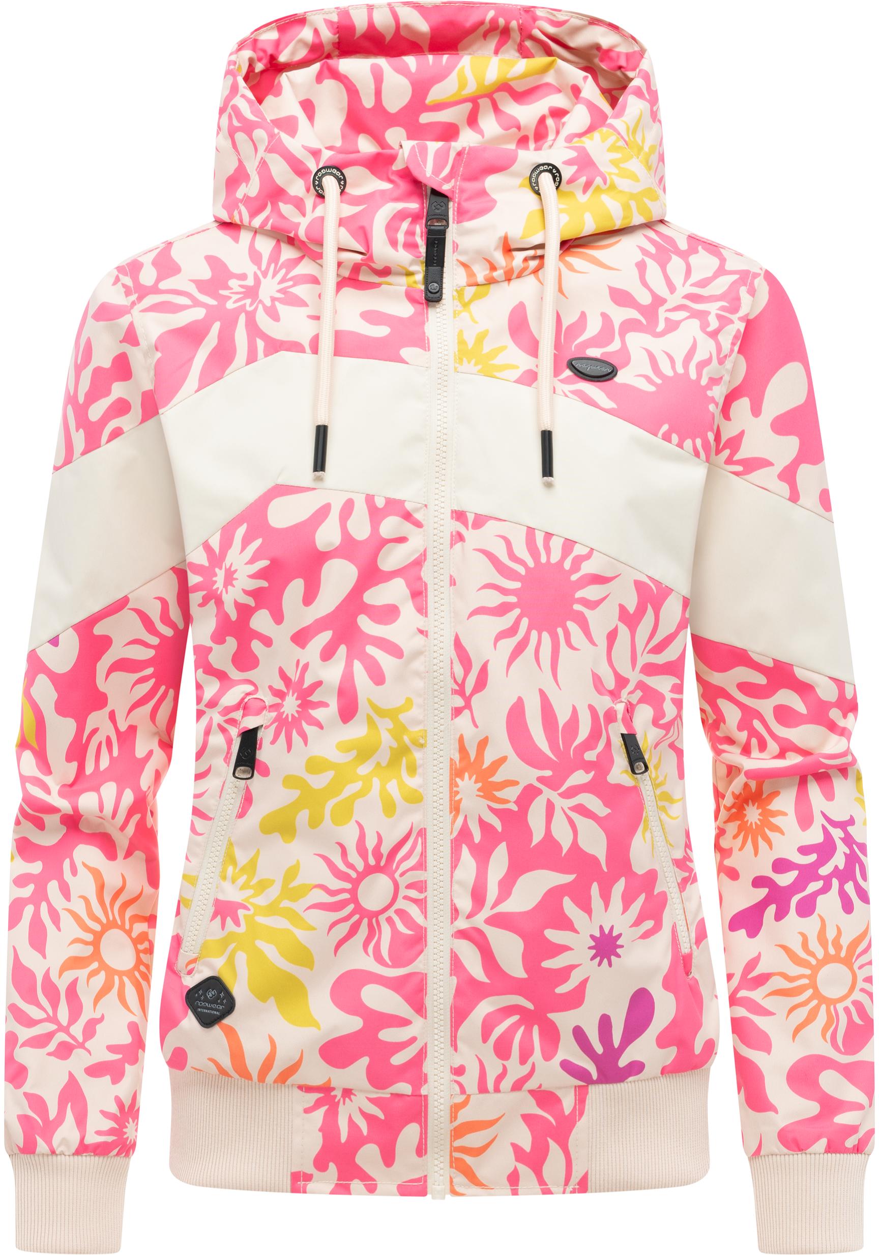 Ragwear Outdoorjacke "Nuggie Block Flower" mit Kapuze modische Damen Freizeitjacke mit floralem Print