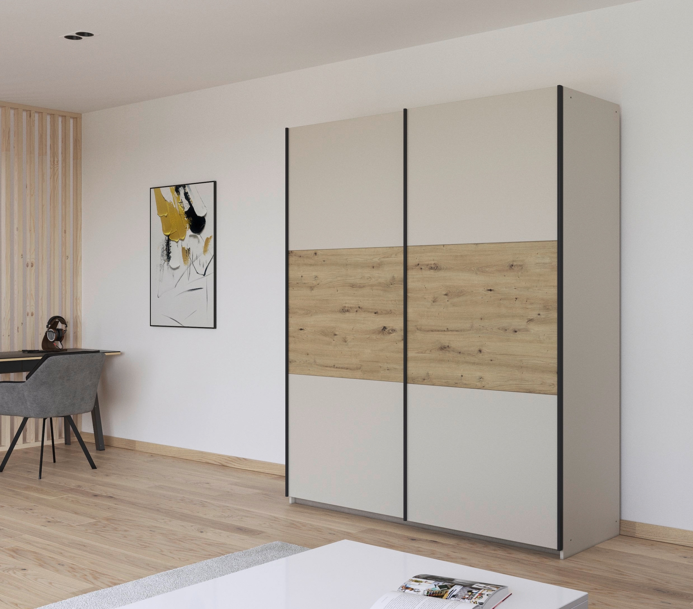 rauch Schwebetürenschrank »Kleiderschrank Schrank Garderobe Garderobenschrank Wäscheschrank NEO«, (in 3 verschiedenen Ausstattungen BASIC/CLASSIC/PREMIUM), mit großzügigem Stauraum und vielfältigen Farbkombinationen