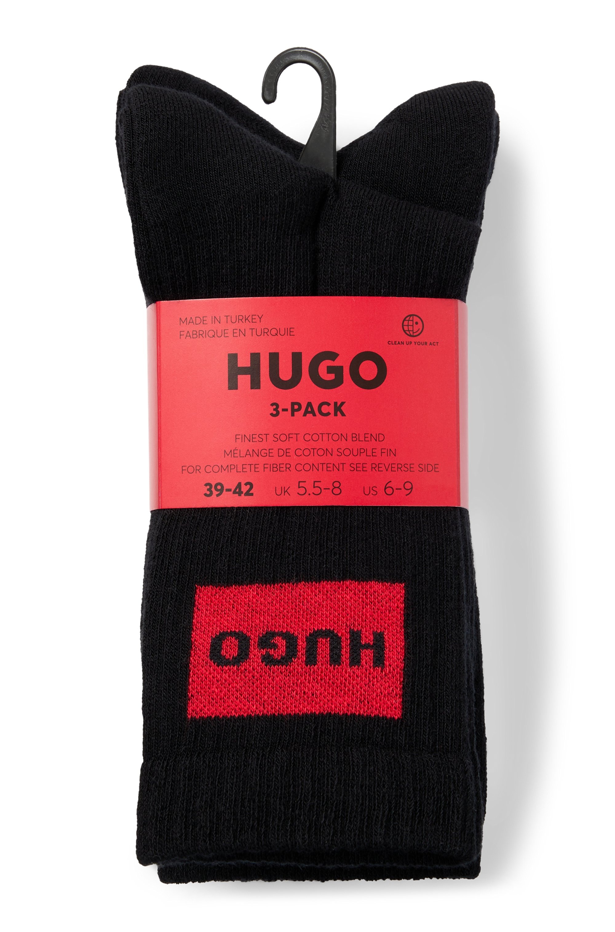 Thumbnail - HUGO Underwear Freizeitsocken "3P QS RIB LABEL", (Packung, 3 Paar, 3er), mit kontrastfarbenen HUGO Logo