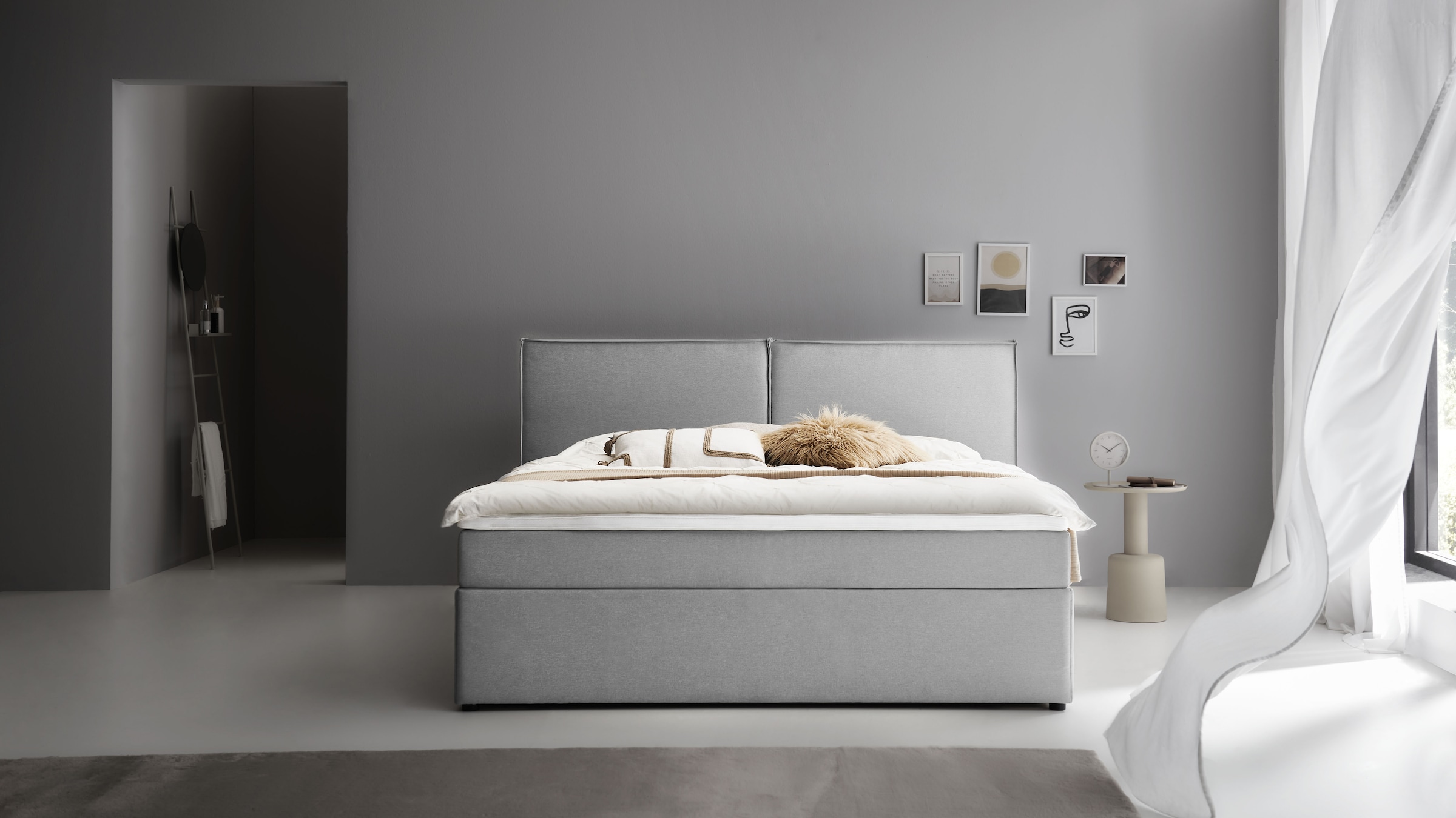 ATLANTIC home collection Boxbett "NIKITA" bodentiefes Bett, wahlweise mit Matratze und Topper