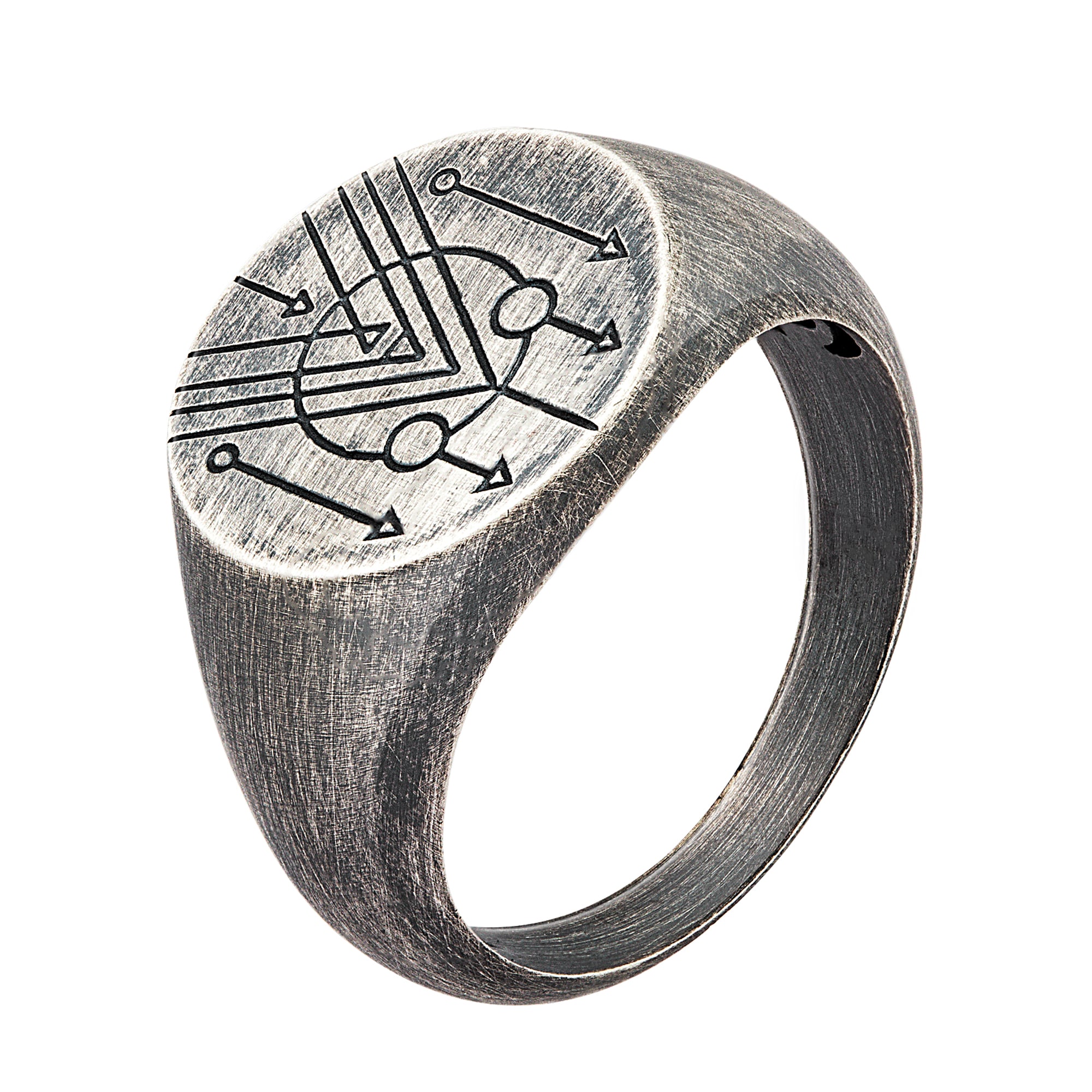 Fingerring »925 Silber Siegelring Kreis matt oxidiert Tattoo Motiv«
