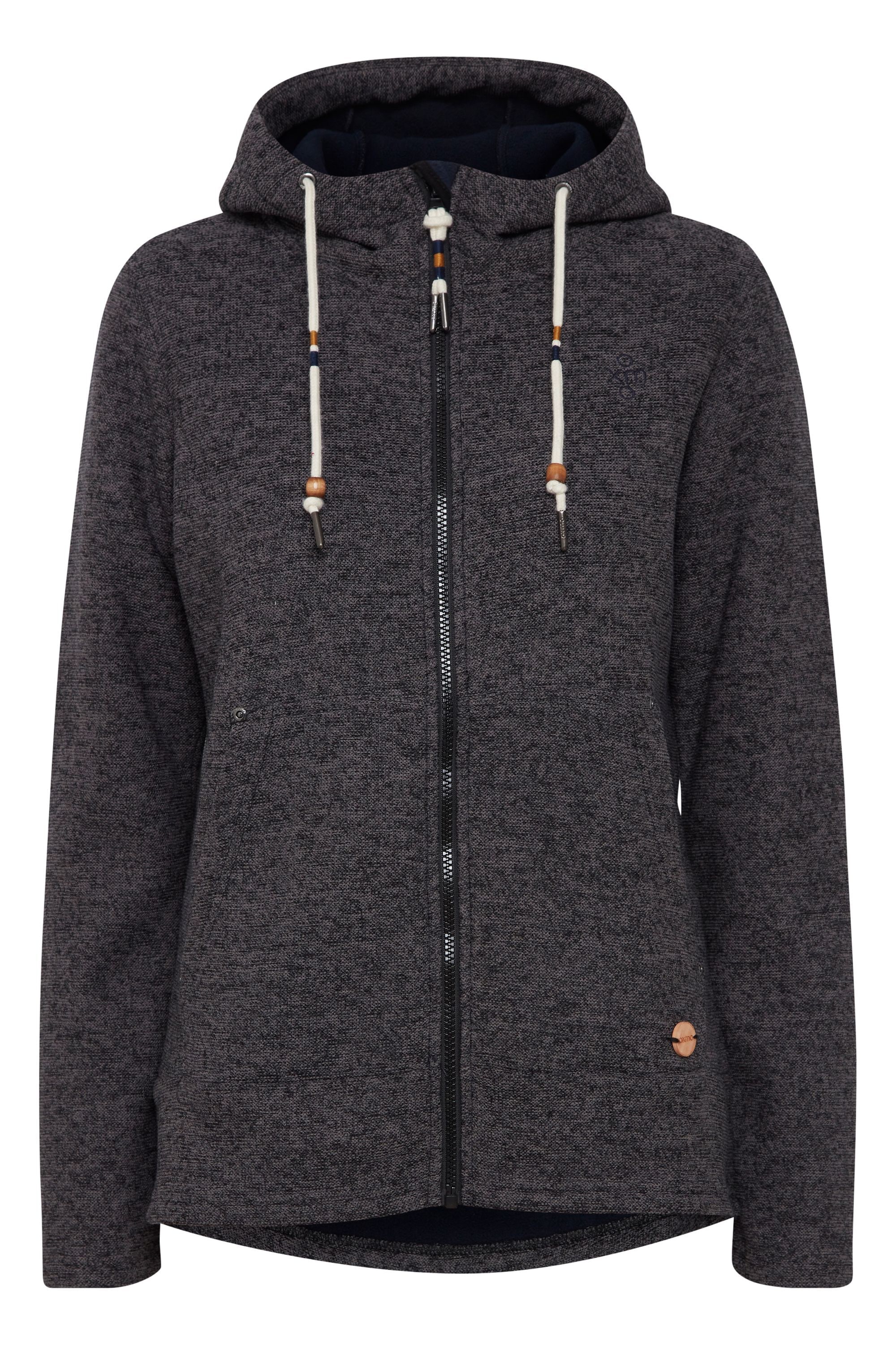 Kapuzenfleecejacke OXMO "Kapuzensweatjacke OXFia", Damen, Gr. L, schwarz, Obermaterial: 100% Polyester PES., Jacken