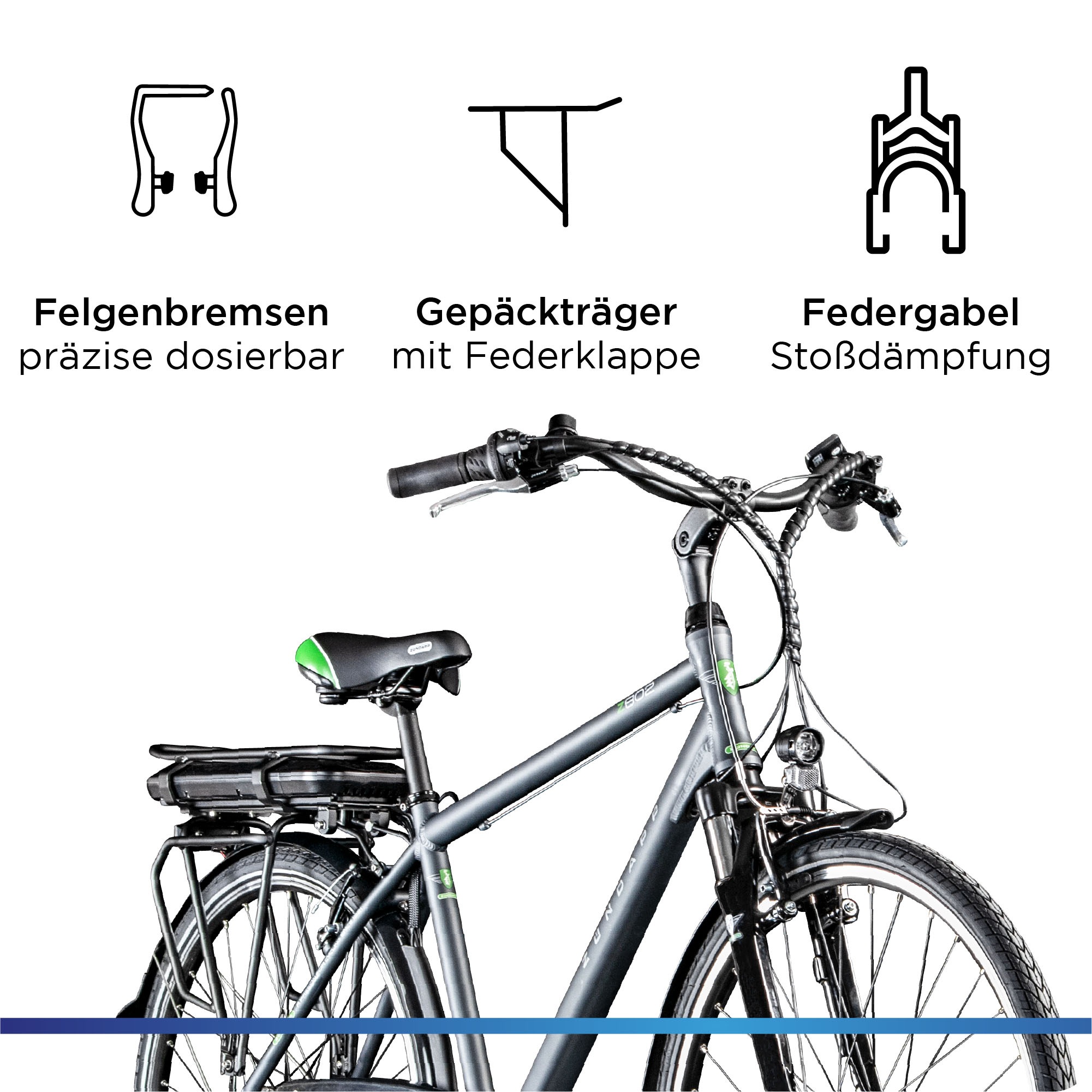 Zündapp E-Bike »Z802 Herren«, 21 Gang, Shimano, Altus RD-M310, Heckmotor 250 W, Pedelec, Elektrofahrrad für Herren