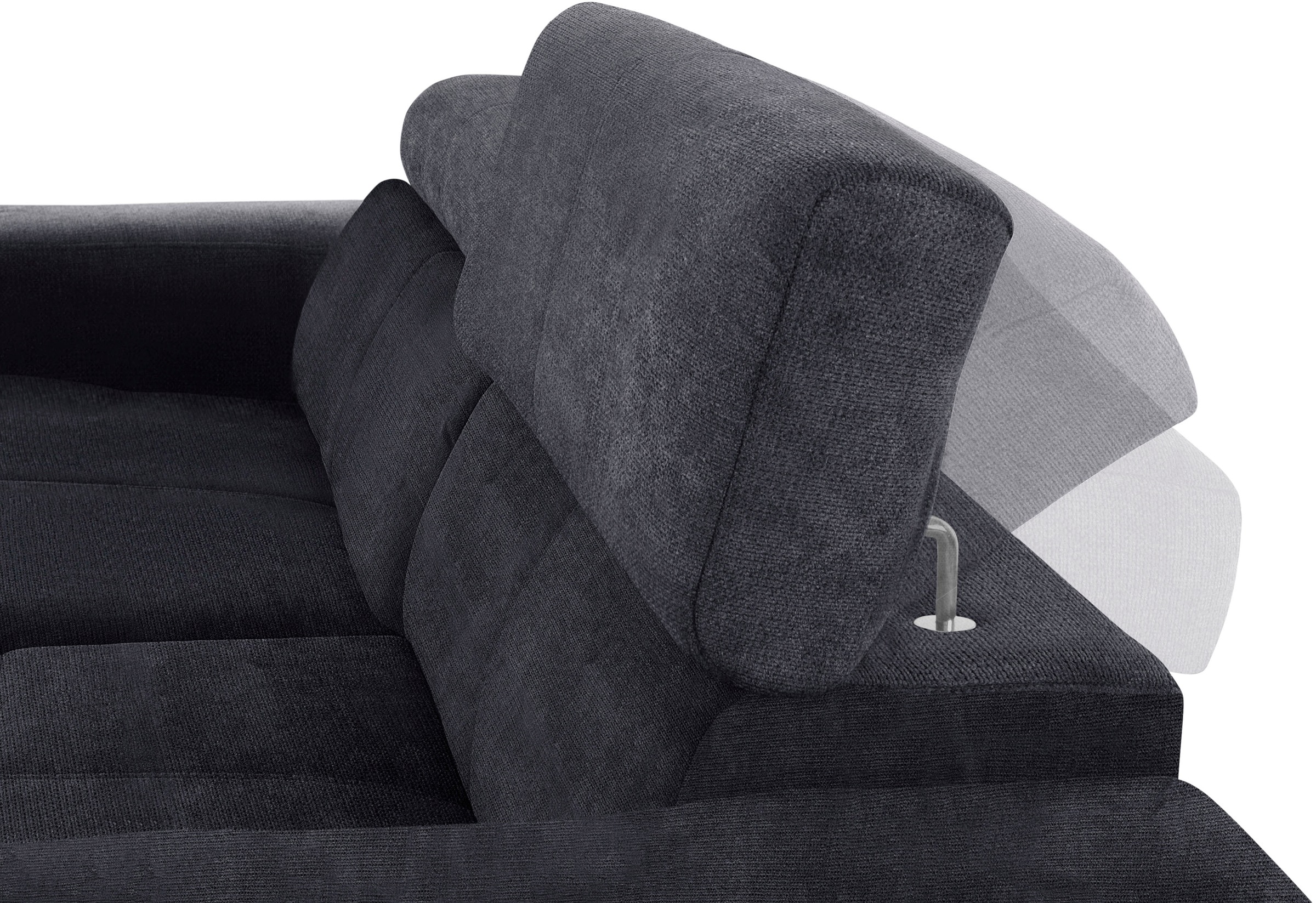 DOMO collection Ecksofa »Brandon Sitzbelastung 140 kg, kleine Ausführung B/T/H: 214/100/80 cm«, Mit Kopfteilverstellung, auch in Leder und Cord, L-Form