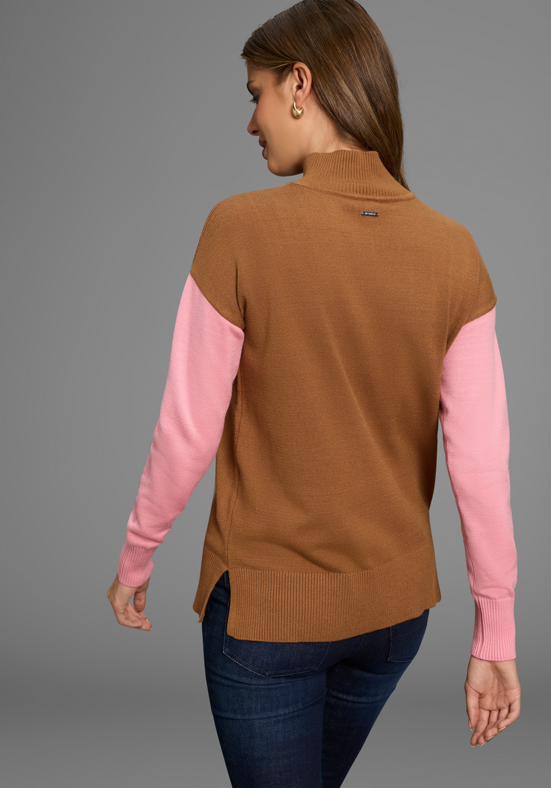 HECHTER PARIS Rollkragenpullover, mit Kontrastarm - NEUE KOLLEKTION