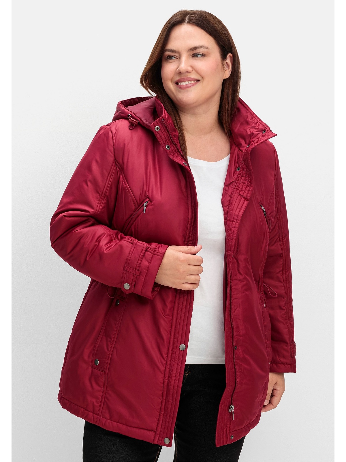 Sheego Steppjacke "Große Größen", mit Kapuze, mit Kapuze und Kontrastdetail günstig online kaufen