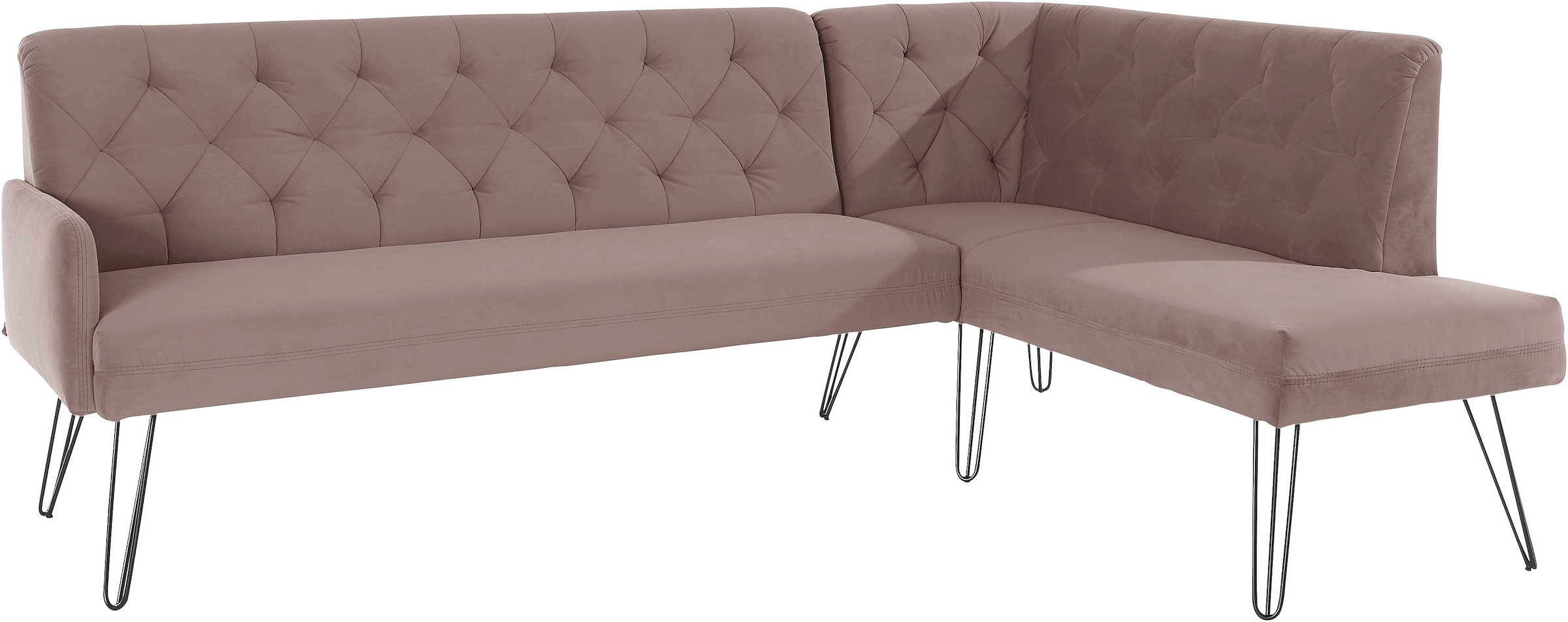 exxpo - sofa fashion Eckbank »Doppio, Chesterfield Optik, komfortabel und bequem, hohe Designfüße«, Frei im Raum stellbar