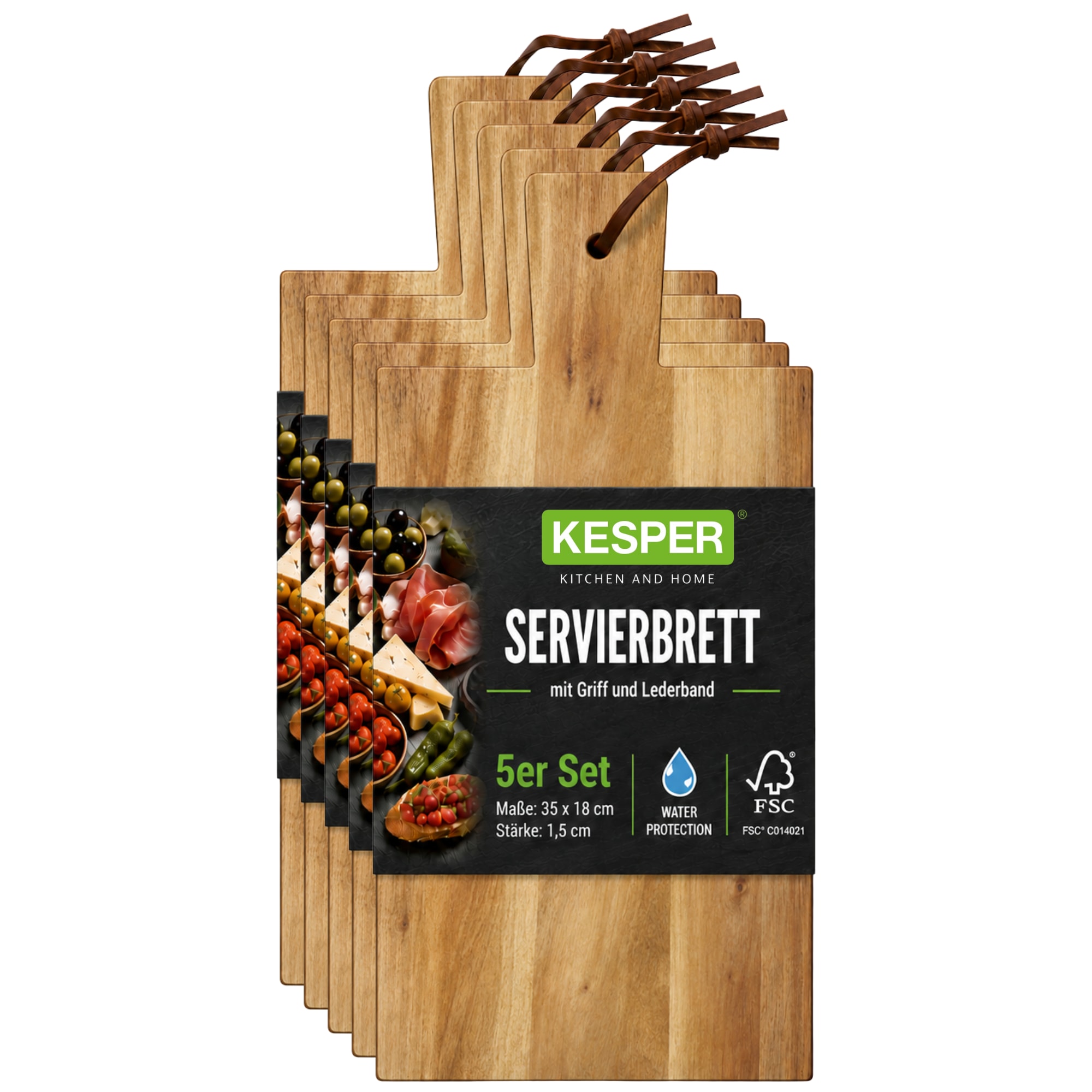 KESPER Servierbrett "Schneidbrett, Akazie, FSC" 5er Set