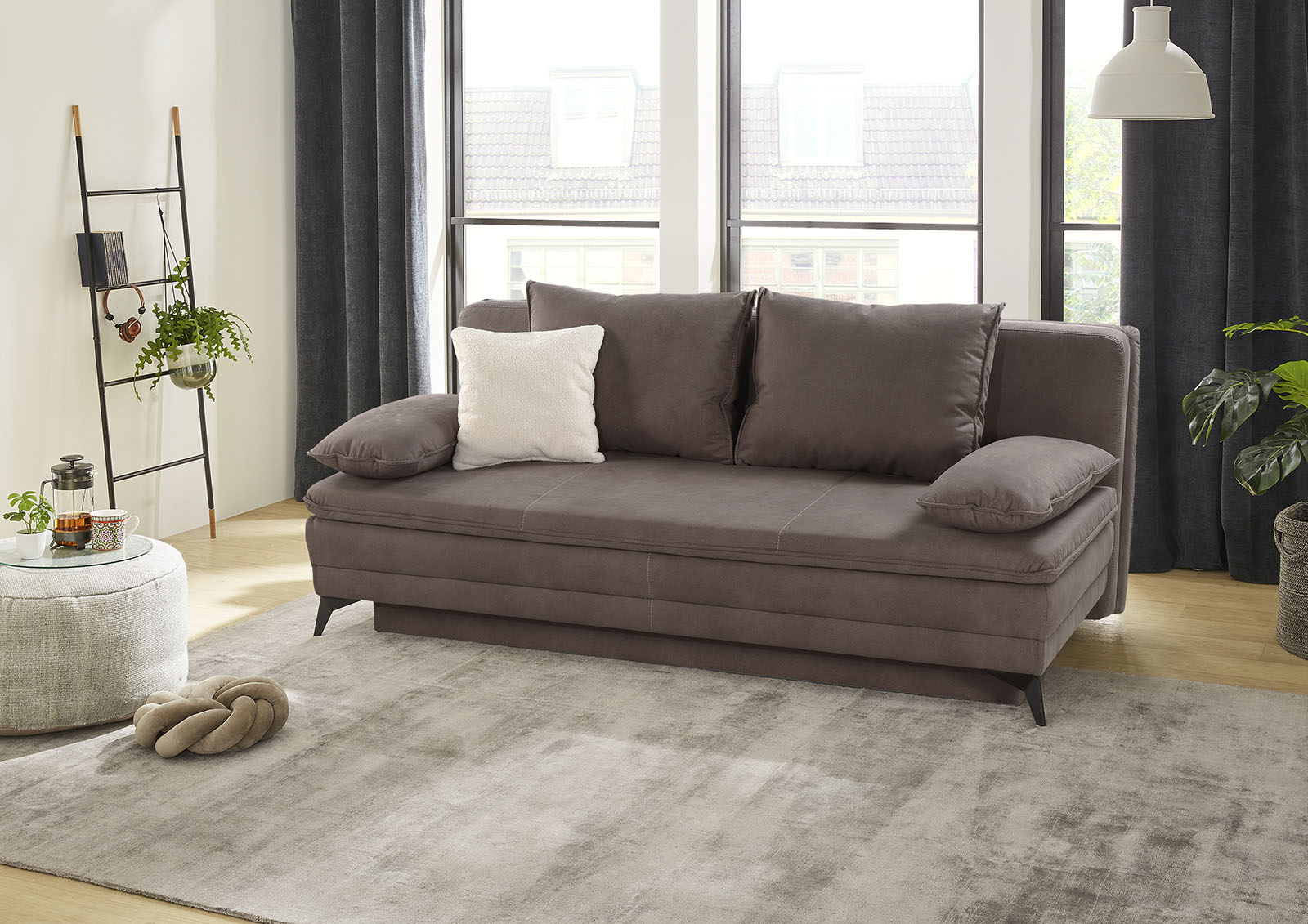 Jockenhöfer Gruppe Schlafsofa "Laurin, B: 202 cm, Liegefl. 158x200 cm, Dauerschläfer" mit Schlaffunktion, Bettkasten, Kaltschaumtopper &1 Zierkissen