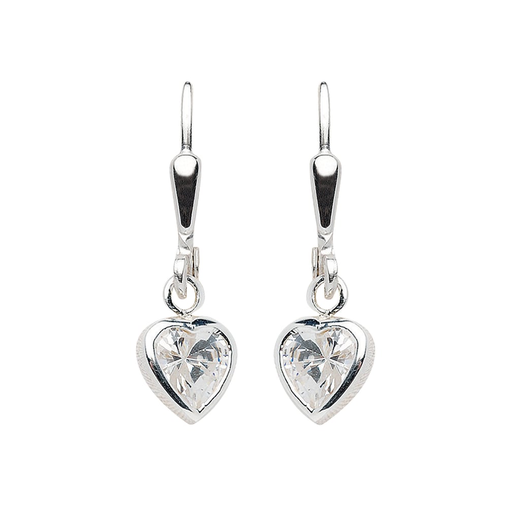 Adelia´s Paar Ohrhänger »925 Silber Ohrringe Ohrhänger Herz« mit Zirkonia Silberschmuck für Damen