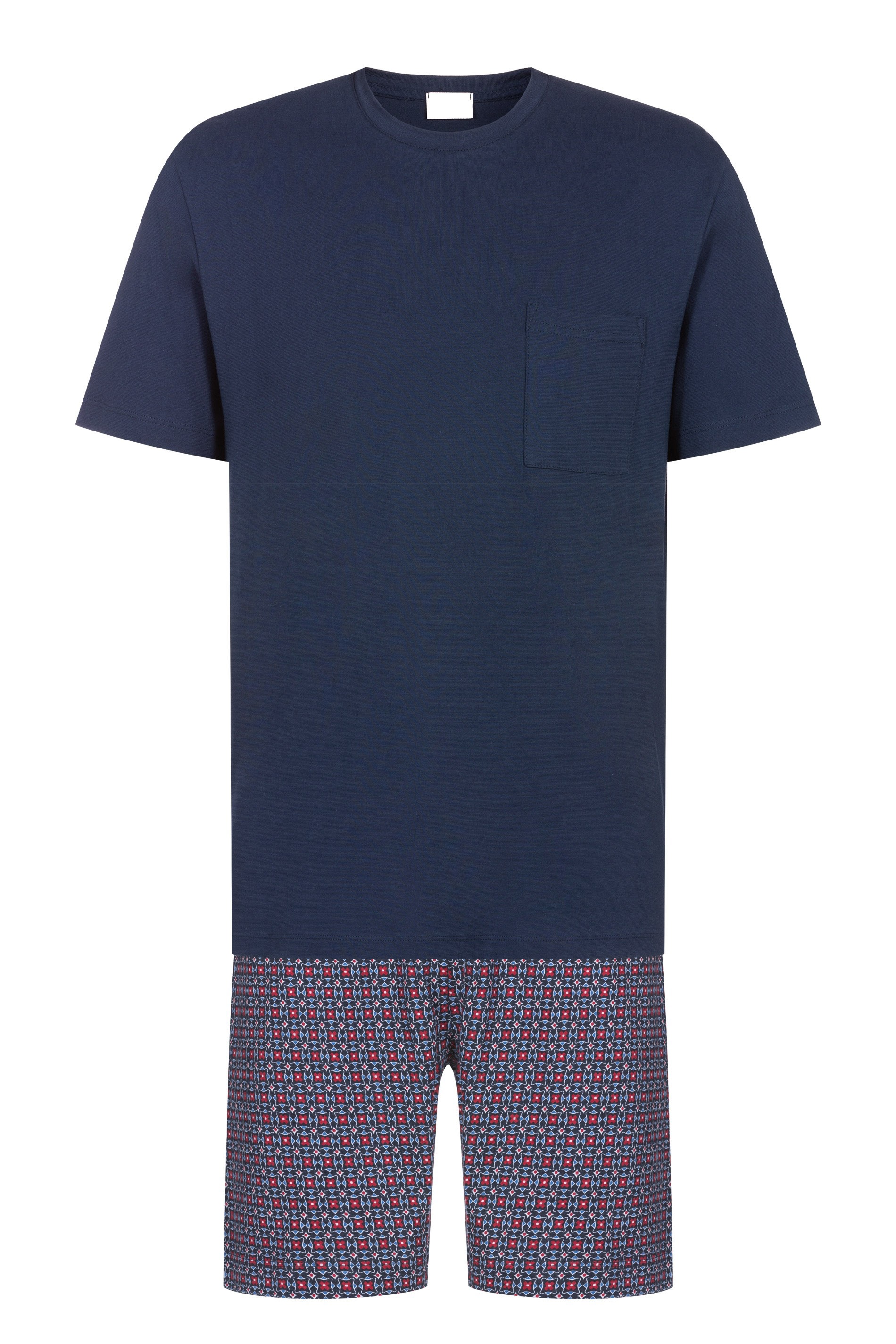 Thumbnail - Mey Shorty "Red Tile" 2 Stk. tlg., Brusttasche, kurzärmelig, Hose gemustert, Oberteil uni