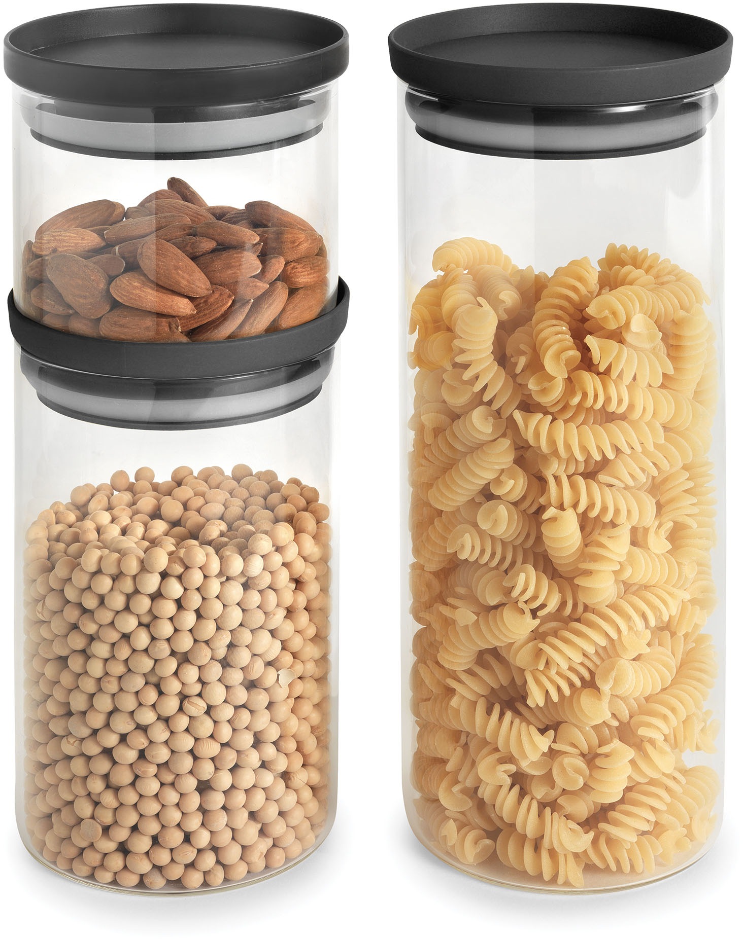 Metaltex Vorratsglas »Aroma Line, Lebensmittelaufbewahrungsbehälter«, (Set, 3 tlg.), in drei Größen 450 ml, 1000 ml und 1500 ml