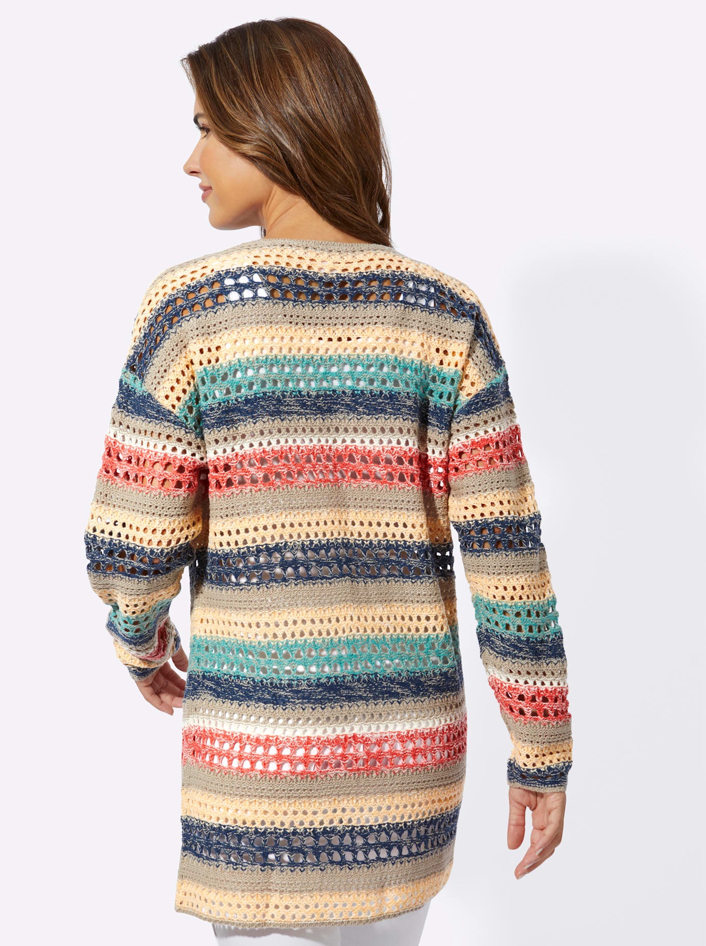 Strickjacke CLASSIC BASICS, Damen, Gr. 56, beige (sesam, apricot, gemustert), 100% Polyacryl, gemustert, mehrfarbig, Strickjacken Strickjacke 2
