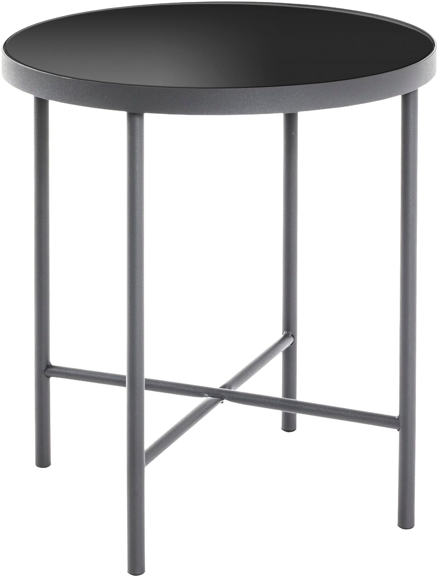 HAKU Beistelltisch "Sofatisch, Wohnzimmertisch" 1 Stk. tlg. rund - aus Metall Anthrazit - Ø/H 40/47 cm
