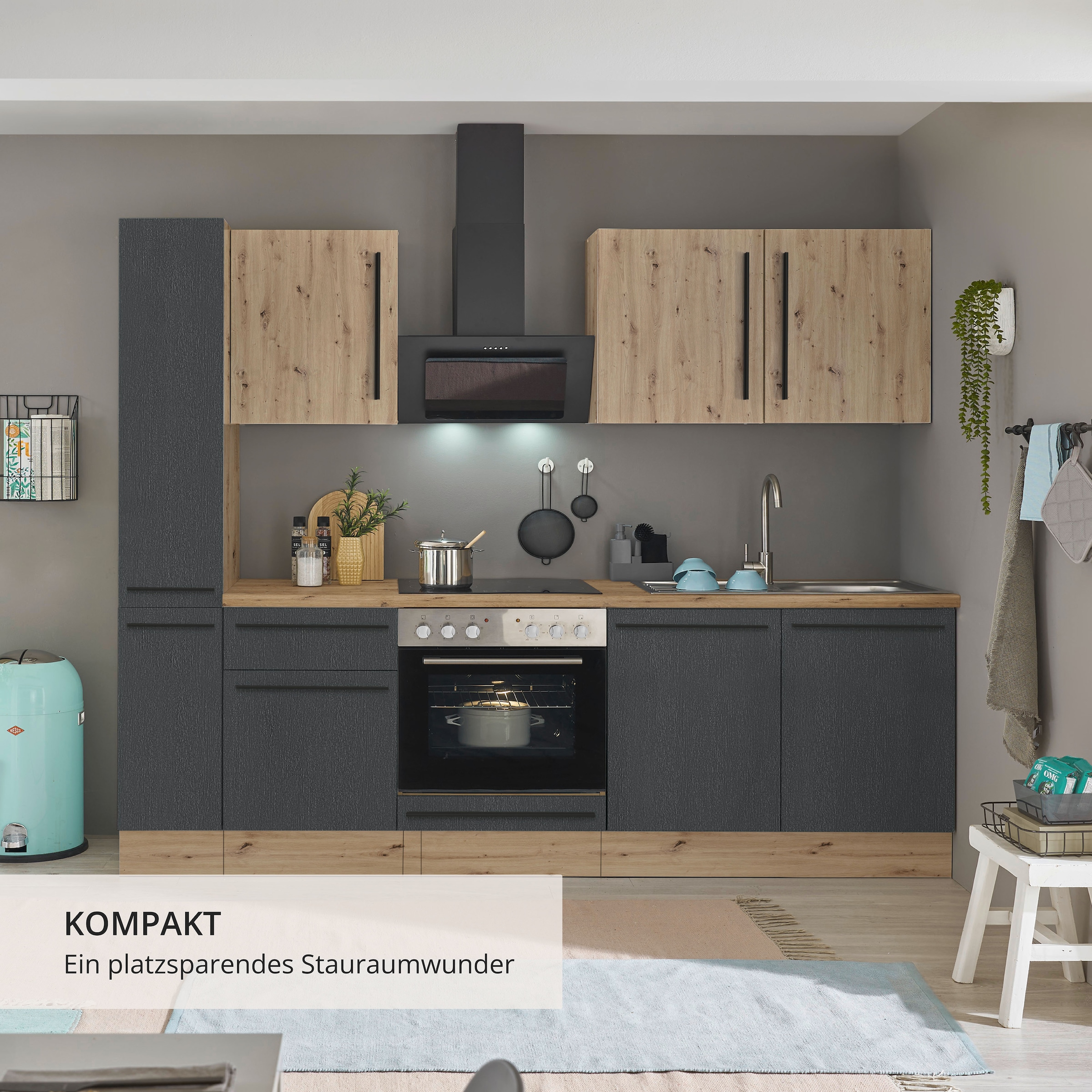 KOCHSTATION Küchenzeile »Florida« Breite 240 cm, wahlweise mit E-Geräten,Softclose für Türen/Schubkästen