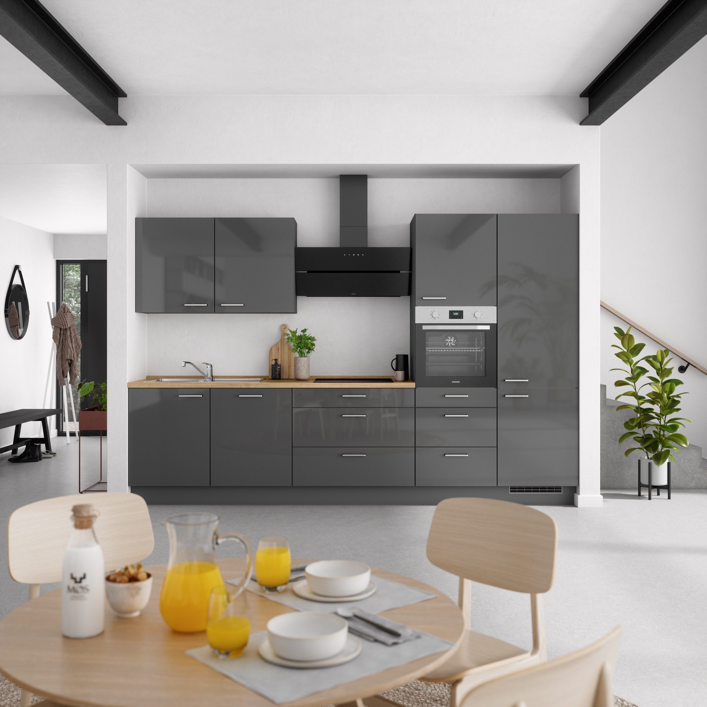 nobilia® Küchenzeile »"Flash II"«, vormontiert, Ausrichtung wählbar, Breite 330 cm, wahlw. mit E-Geräten
