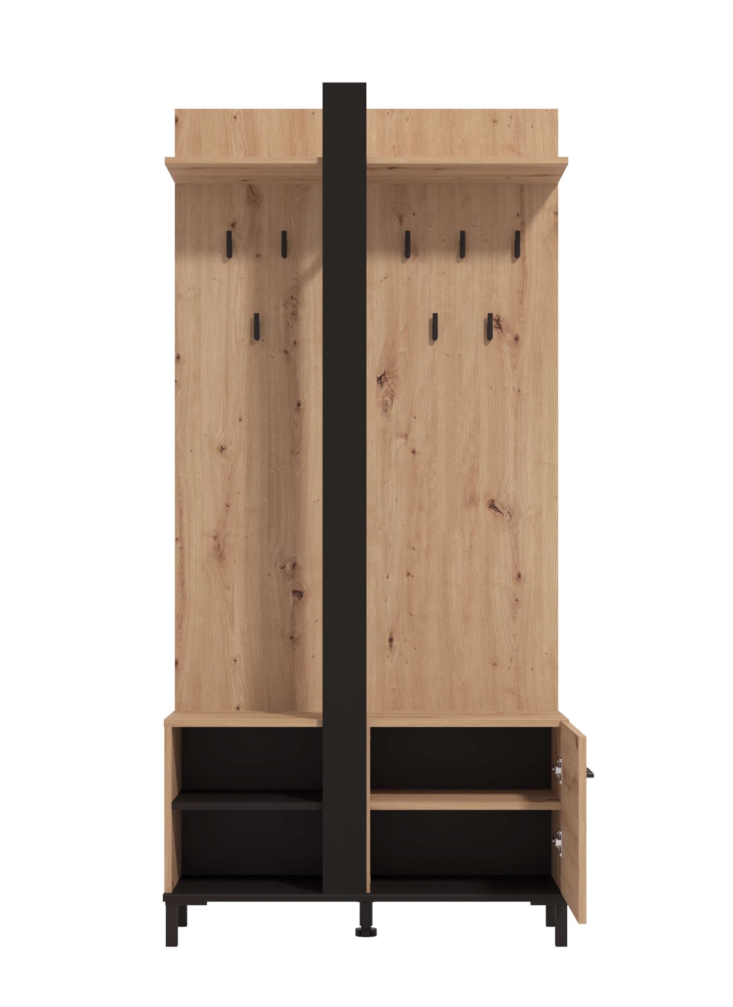 INOSIGN Kompaktgarderobe »Capitello Kompaktgarderobe, Flurgarderobe, Dielenschrank, Breite 90 cm«, Schuhschrank, Wandschrank, 8 Haken, Kleiderstange, in Artisan Eiche