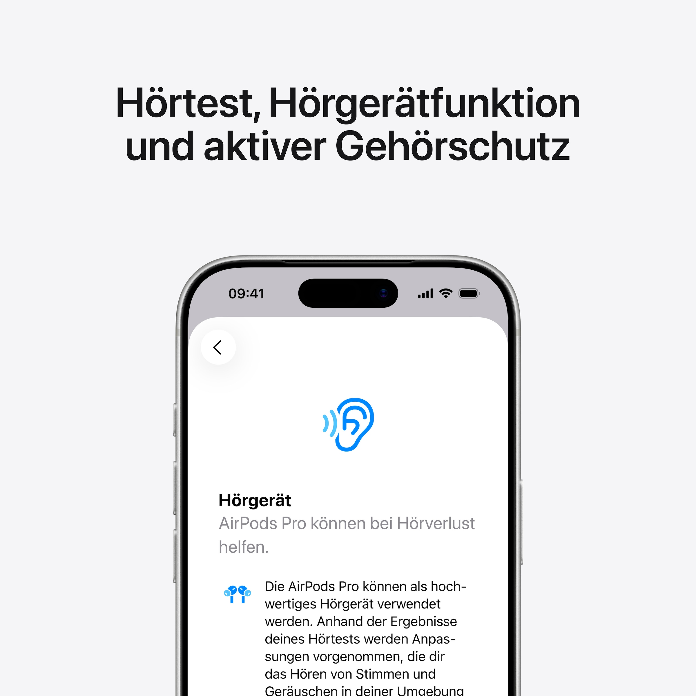 Apple wireless In-Ear-Kopfhörer »AirPods Pro 3«, Bluetooth, Active Noise Cancelling (ANC)-Transparenzmodus-integrierte Steuerung für Anrufe und Musik-kompatibel mit Siri-True Wireless