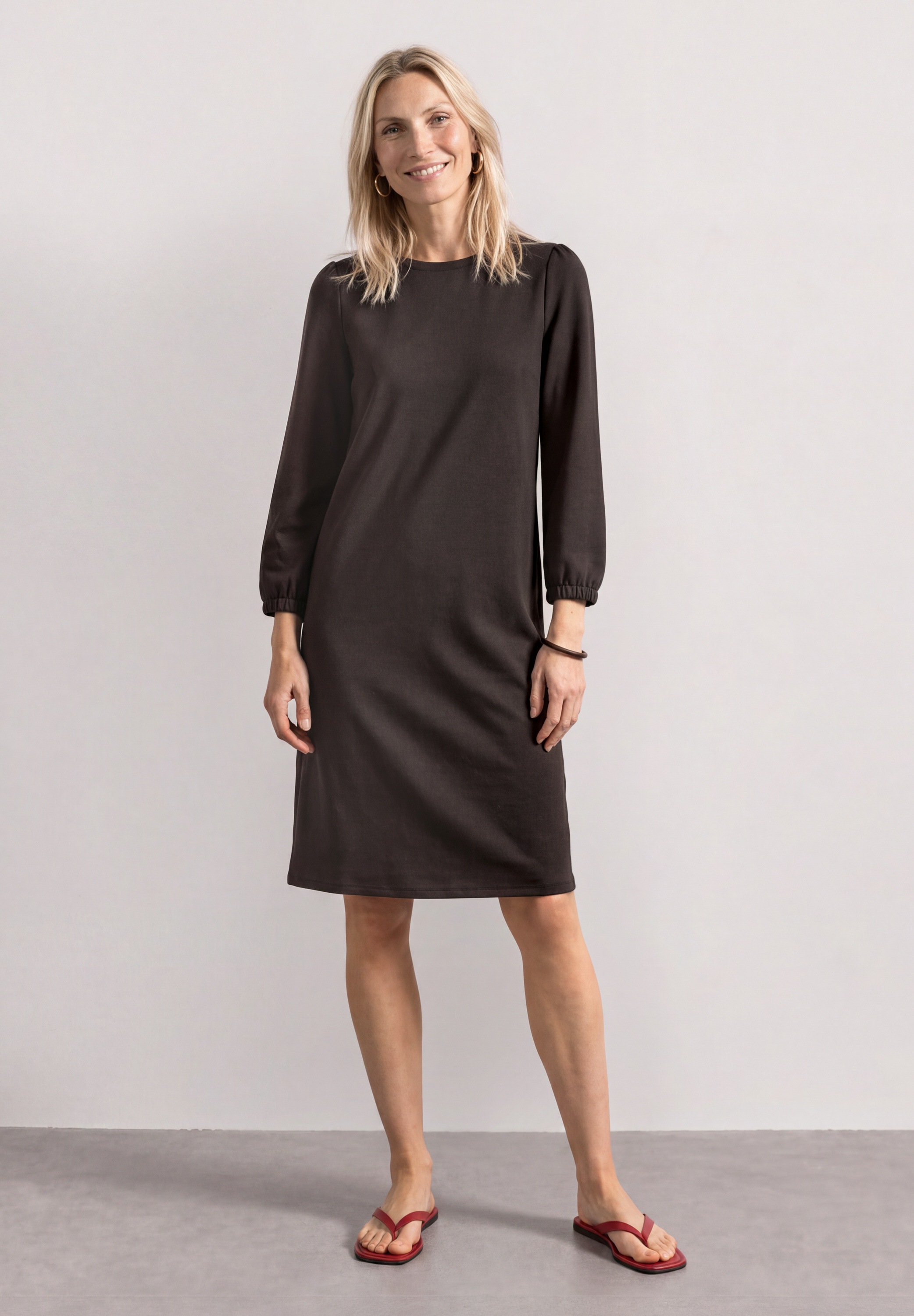 STREET ONE Damen Sommerkleid, braun, Gr. 34, unifarben, Stoff, 70% Viskose, 25% Polyester, 5% Elasthan, Kleider, in Unifarbe