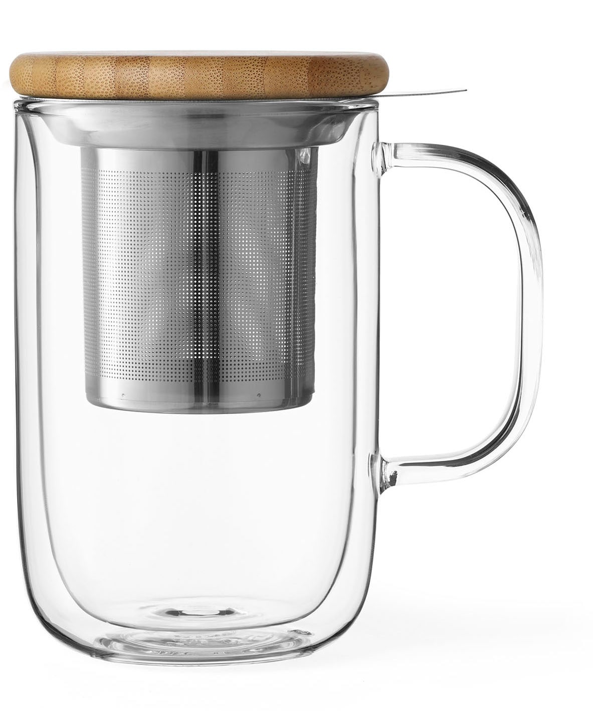 Tasse »Minima™«, doppeltwandig, Borosilikatglas, mit Holzdeckel und Teesieb, 500 ml