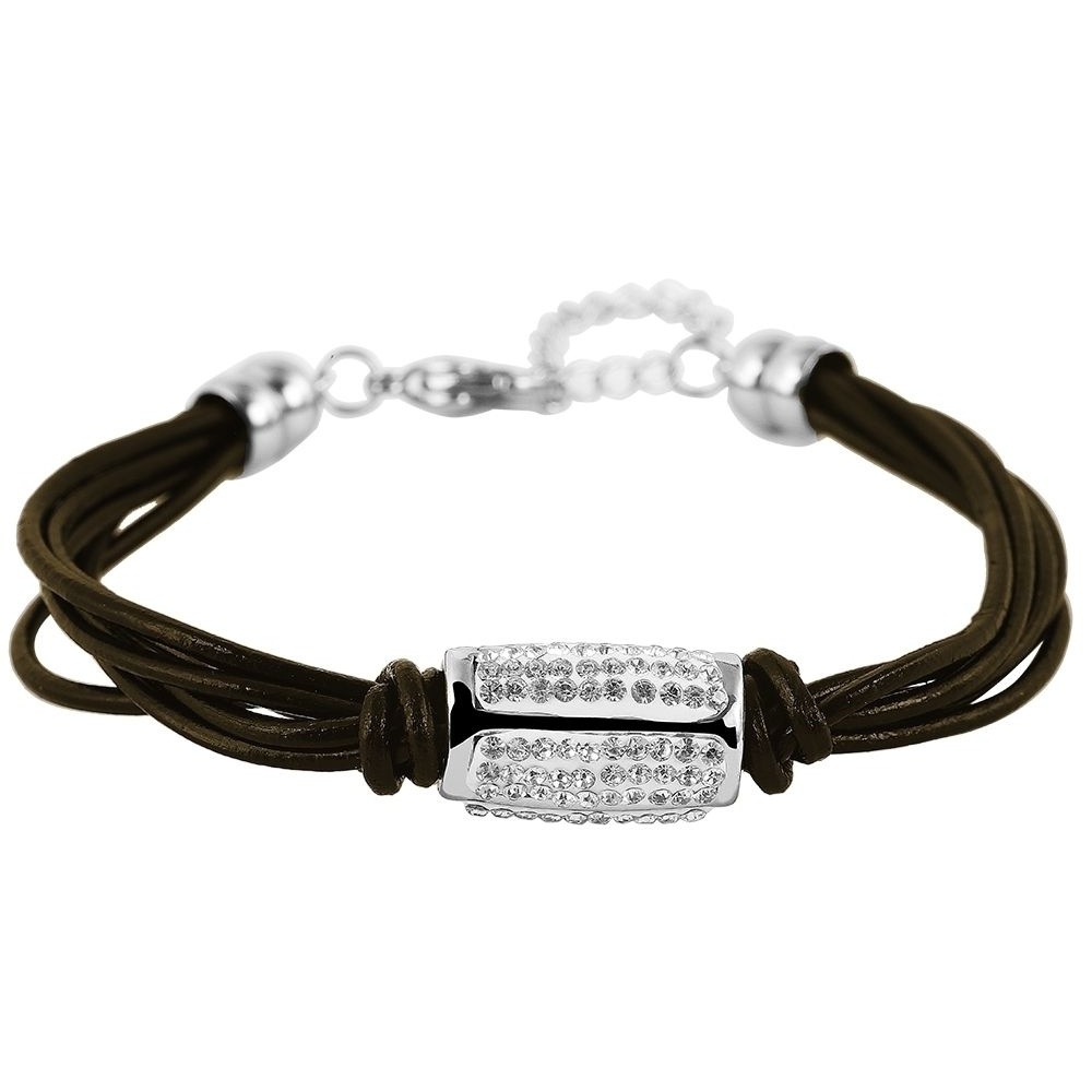 Adelia´s Armband »Armband aus Leder mit Zirkonia 20 cm« Schöne Geschenkidee zum einfach so