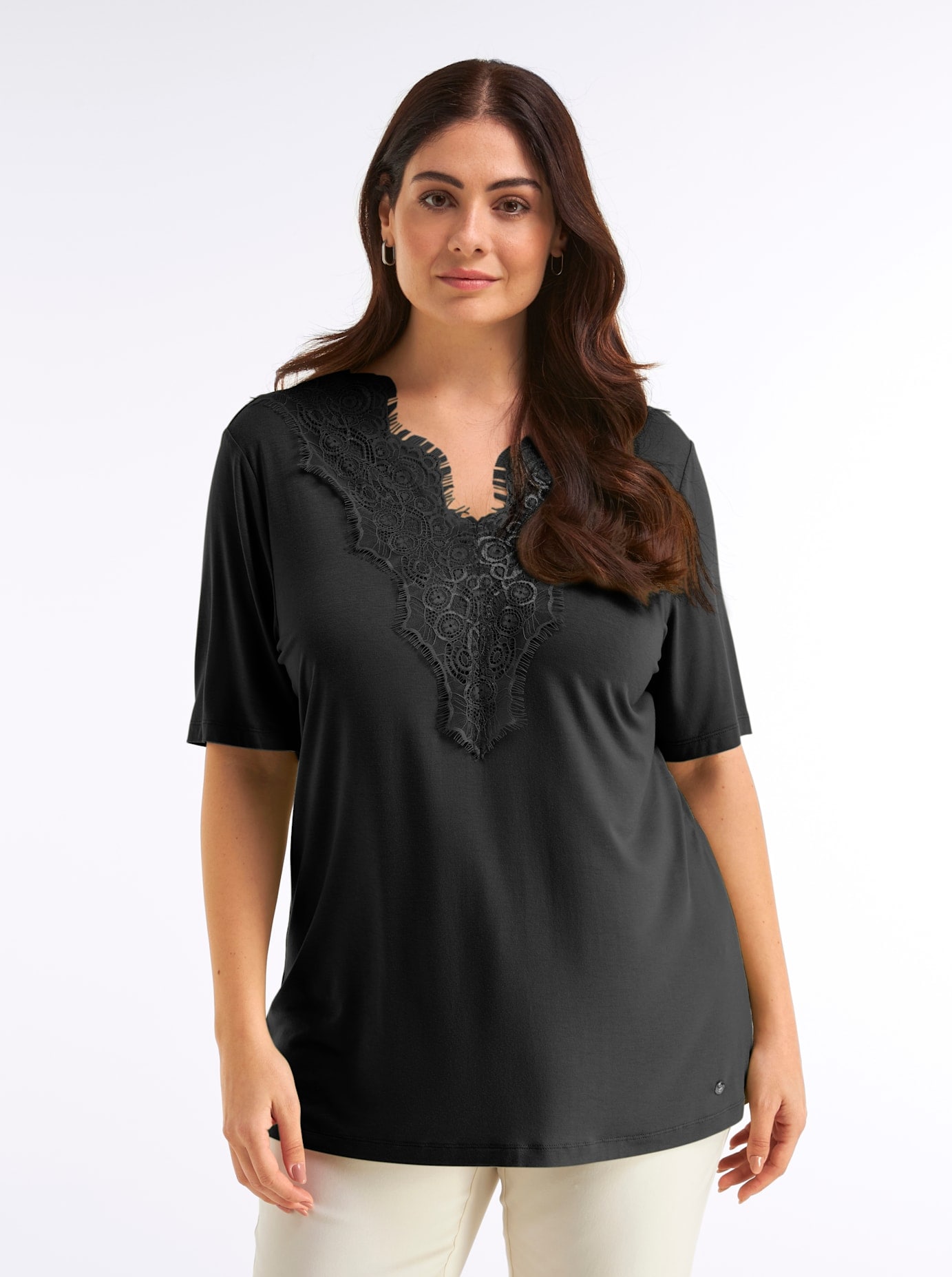 Sheego Spitzenshirt "Halbarmshirt" 1