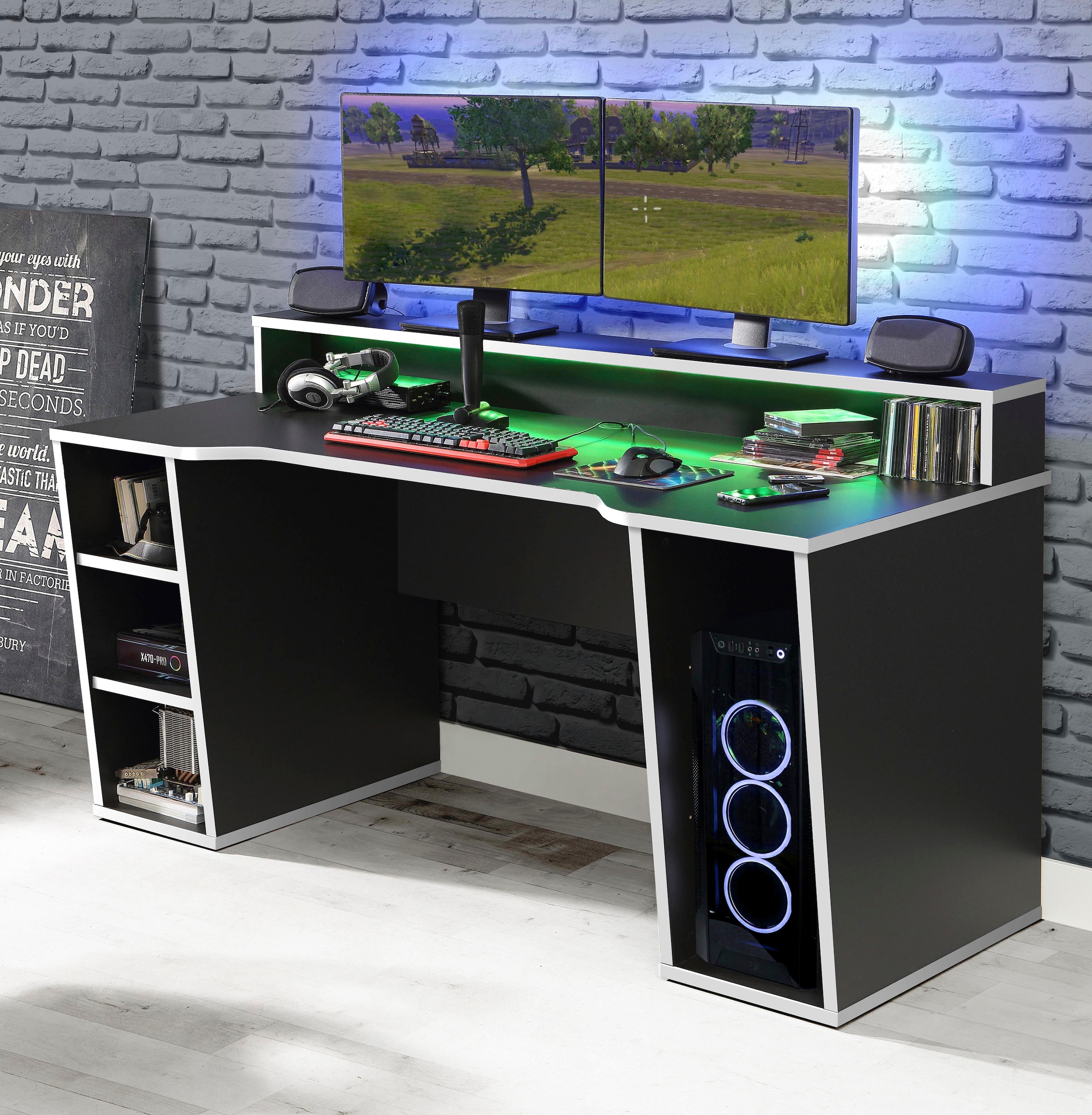 FORTE Gamingtisch »Tezaur«, mit RGB-Beleuchtung, Breite 160 cm