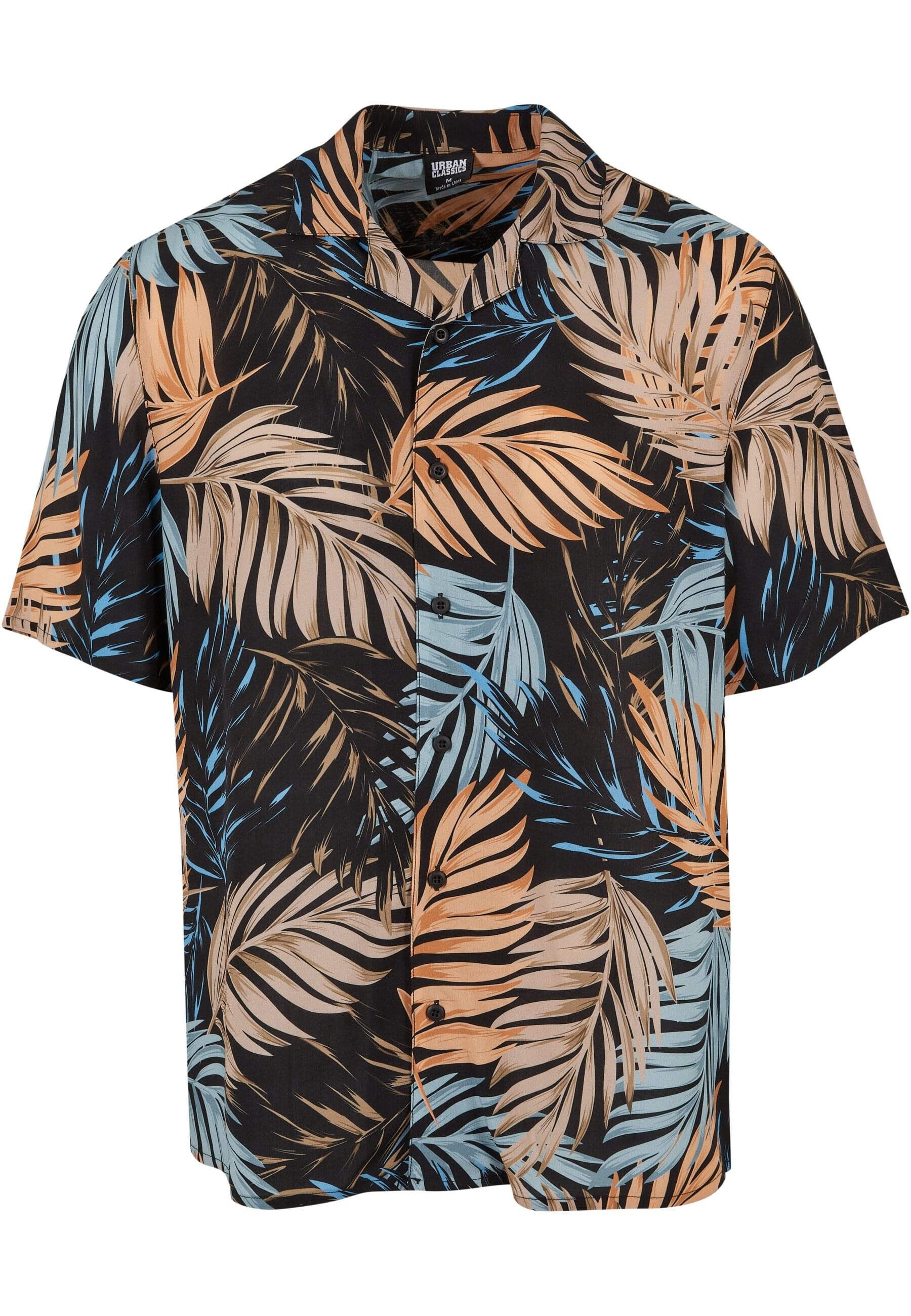 URBAN CLASSICS Langarmhemd »Urban Classics Herren Viscose AOP Resort Shirt«, (1 tlg.)