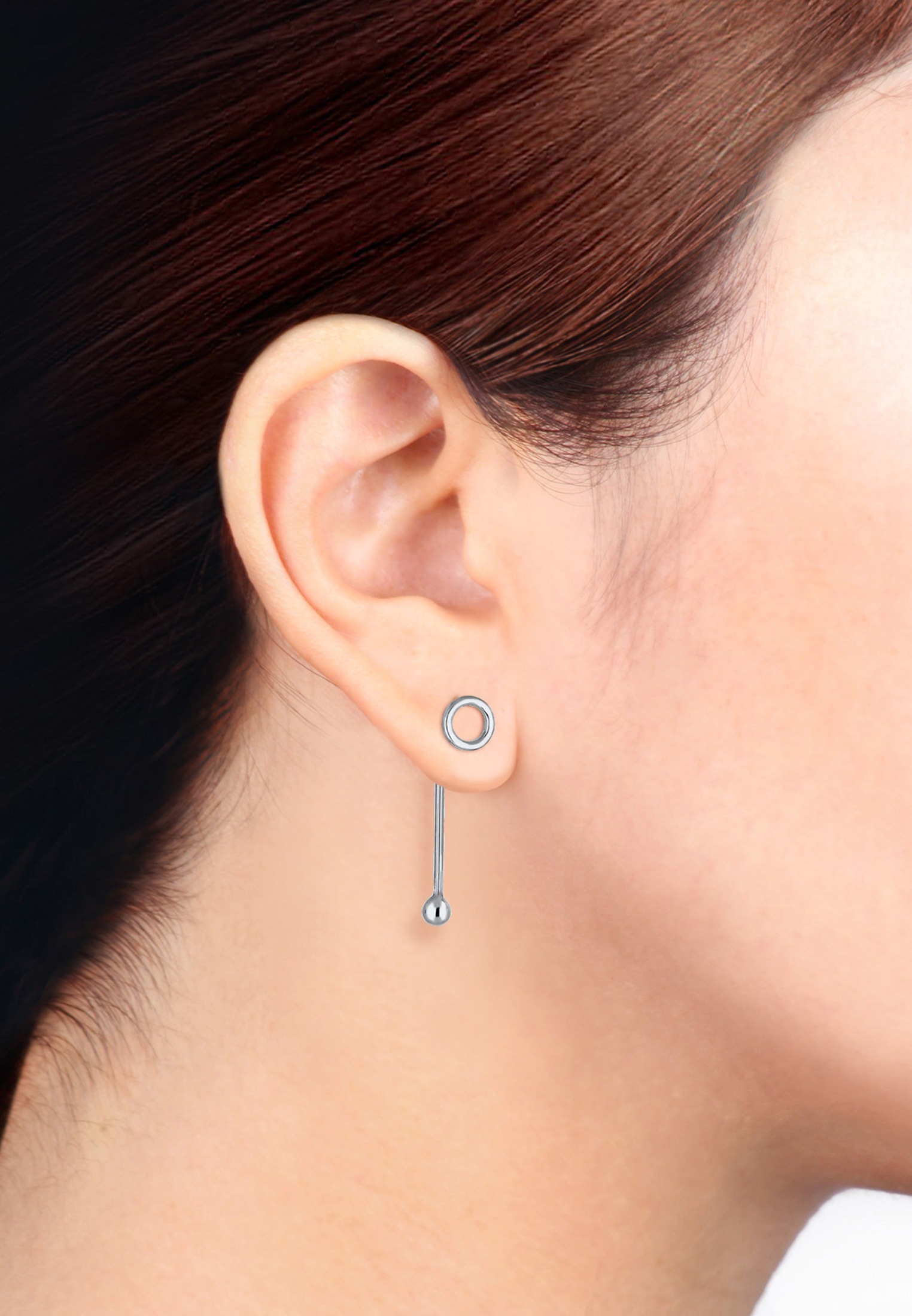 Elli Paar Ohrstecker »Geo Kreis Asymmetrisch 925 Sterling Silber«
