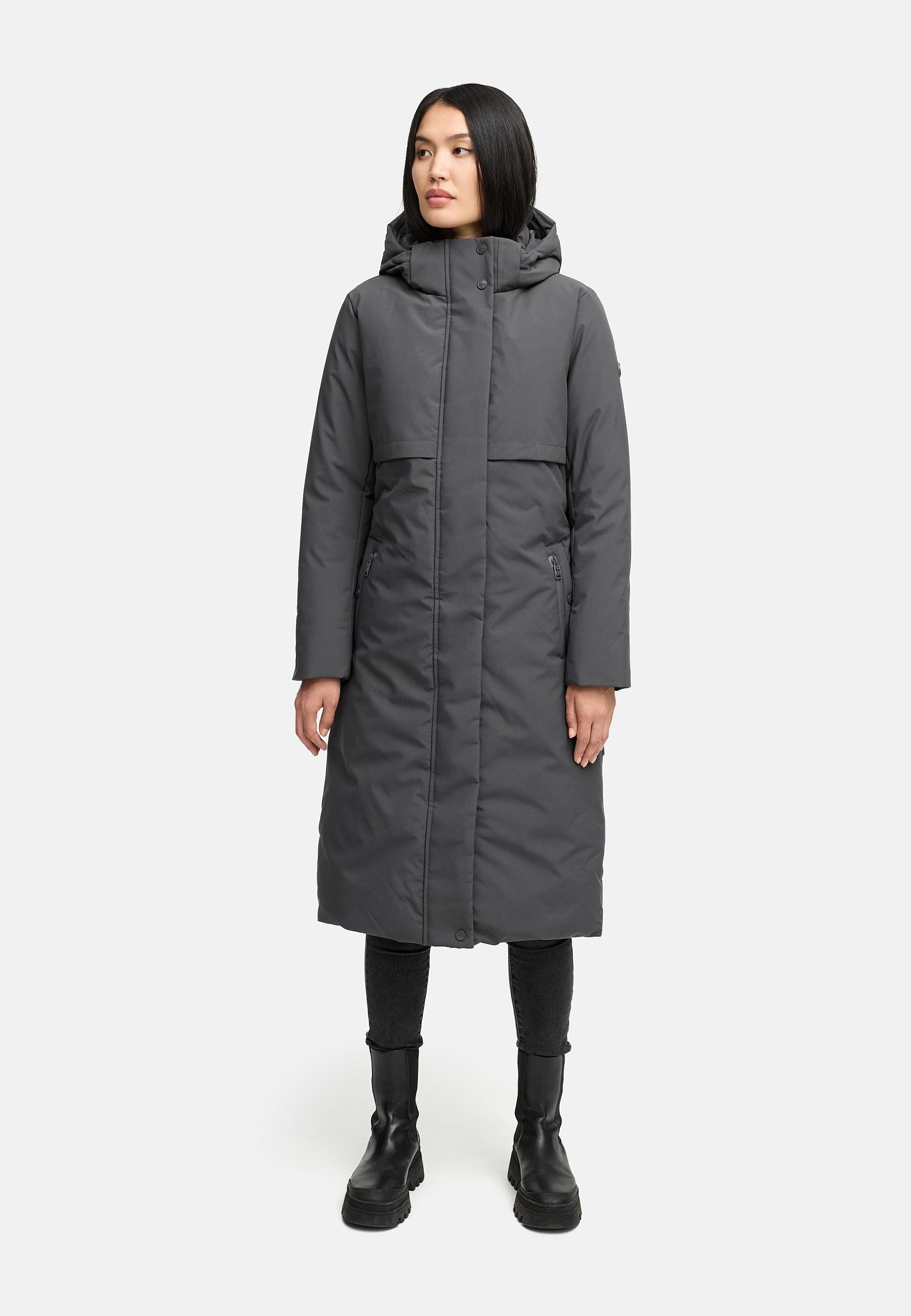Navahoo Wintermantel »Waldbummler 14«, Wasserdichter Winterparka mit Kapuze und Taillengürtel