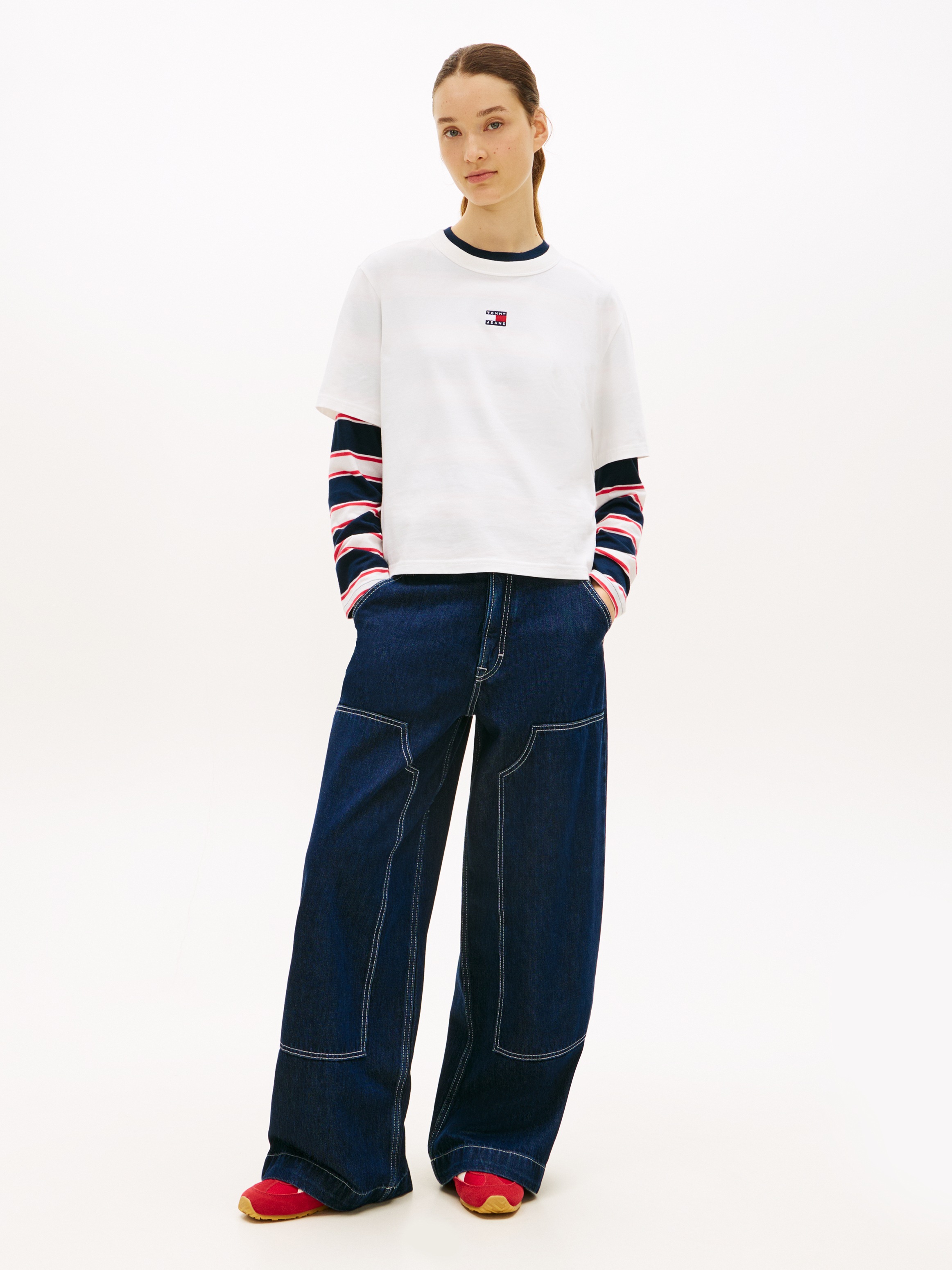 Tommy Jeans Kurzarmshirt »TJW BXY BADGE TEE EXT« Baumwolle, Boxy Fit