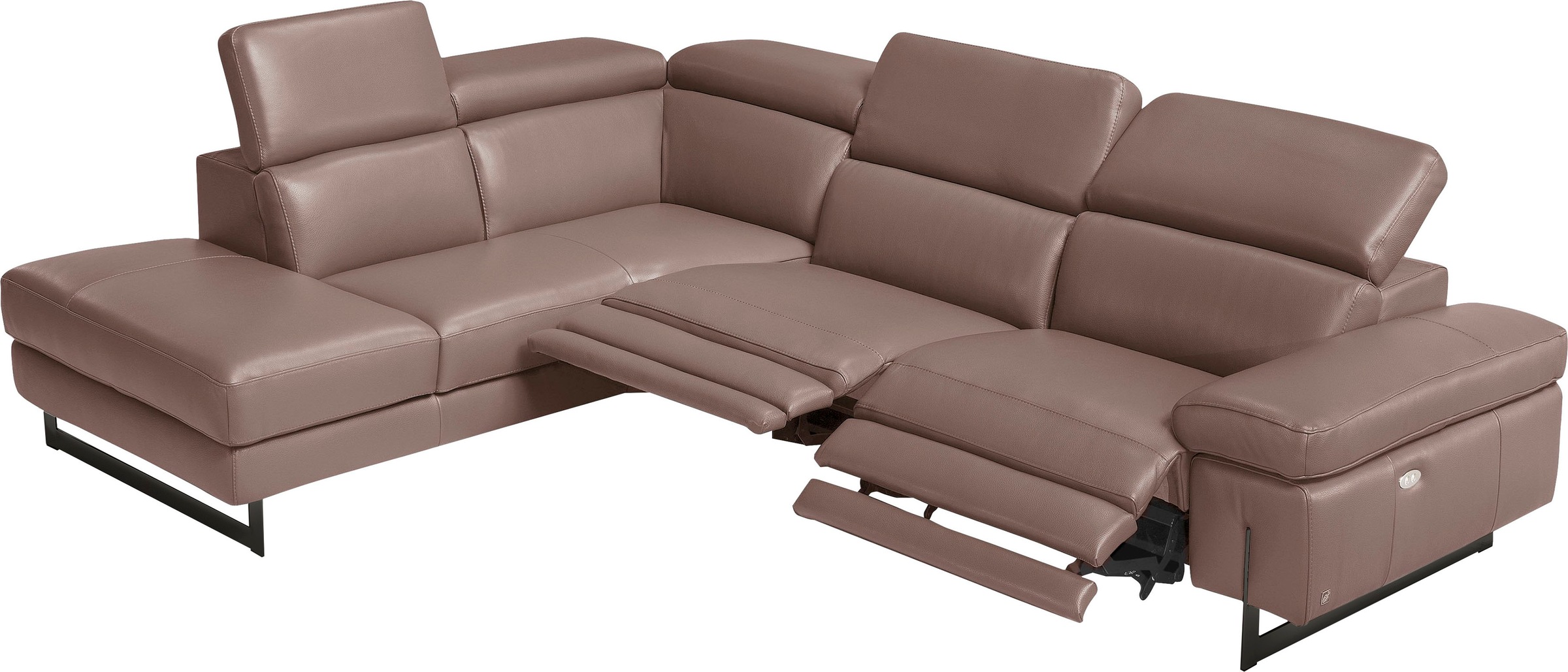 Egoitaliano Ecksofa "Candice, elegant, edel und bequem, erstklassiger Sitzkomfort, L-Form" inkl. 2 elektrischer Relaxfunktionen, Bedienung über Taste an Armlehne