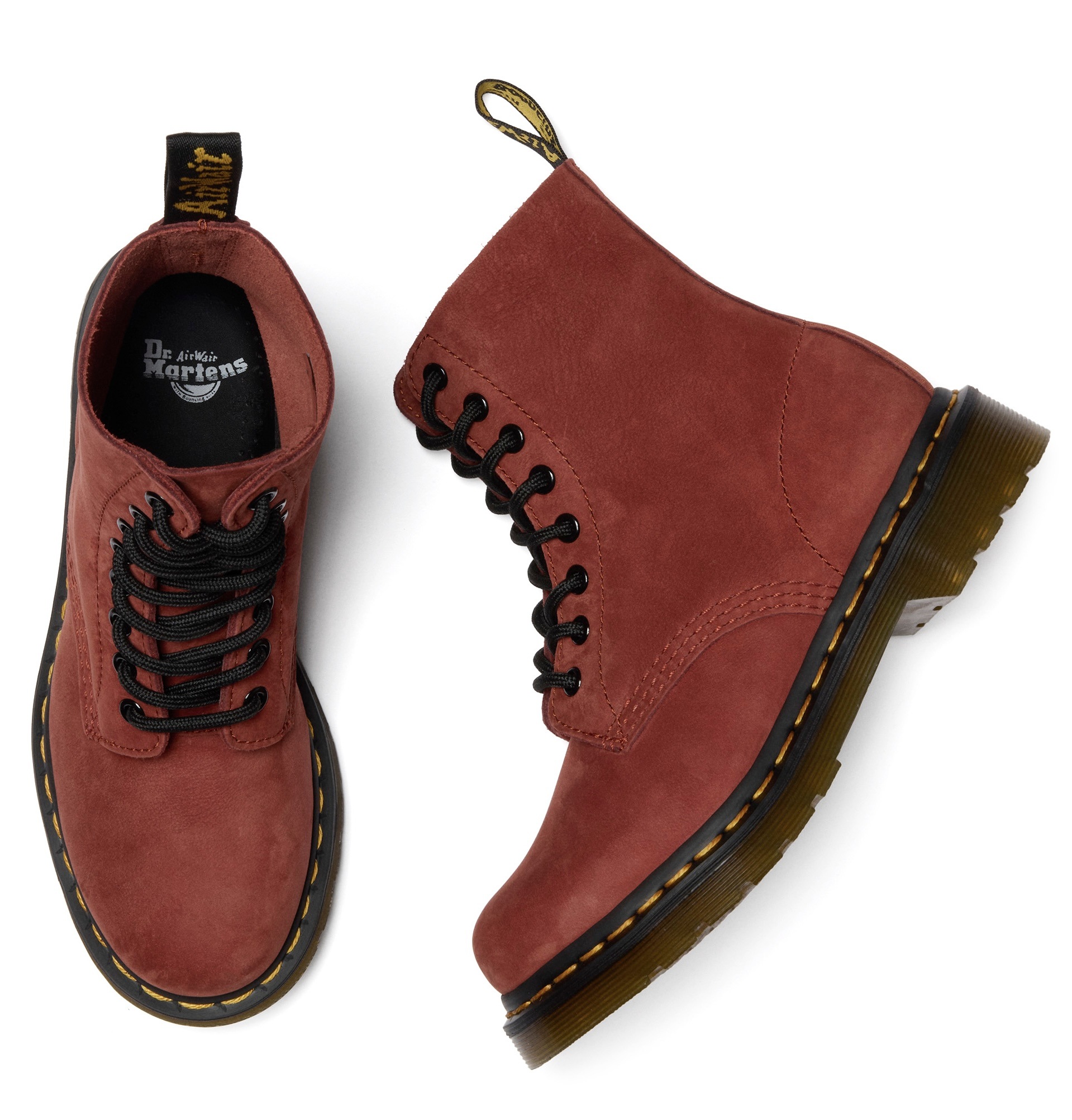 DR. MARTENS Schnürboots »1460 Pascal 8 Eye Boot«, Festival, Blockabsatz, Schnürboots mit gelber Rahmennaht