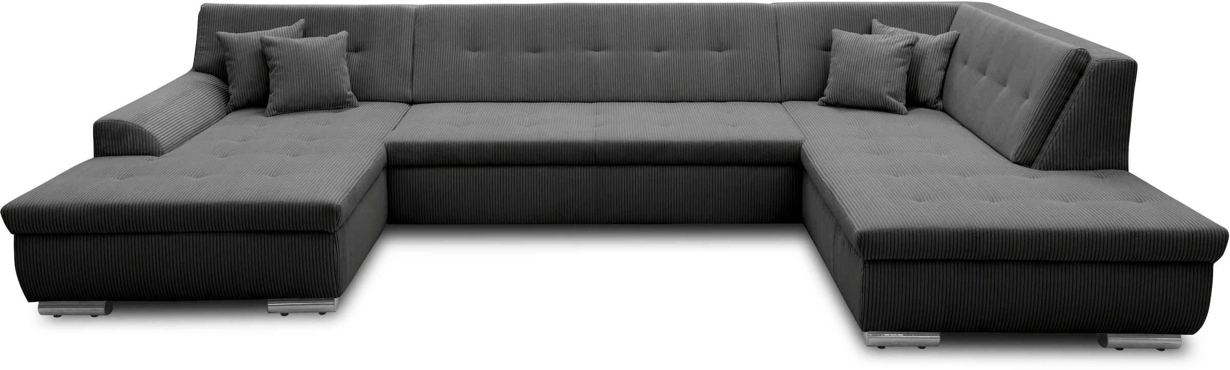 DOMO collection Wohnlandschaft "TREVISO inkl. Zierkissen, moderne Steppung, XXL: 364x201x83 cm" wahlweise mit Bettfunktion, in vielen Bezugsarten auch in Cord U-Form