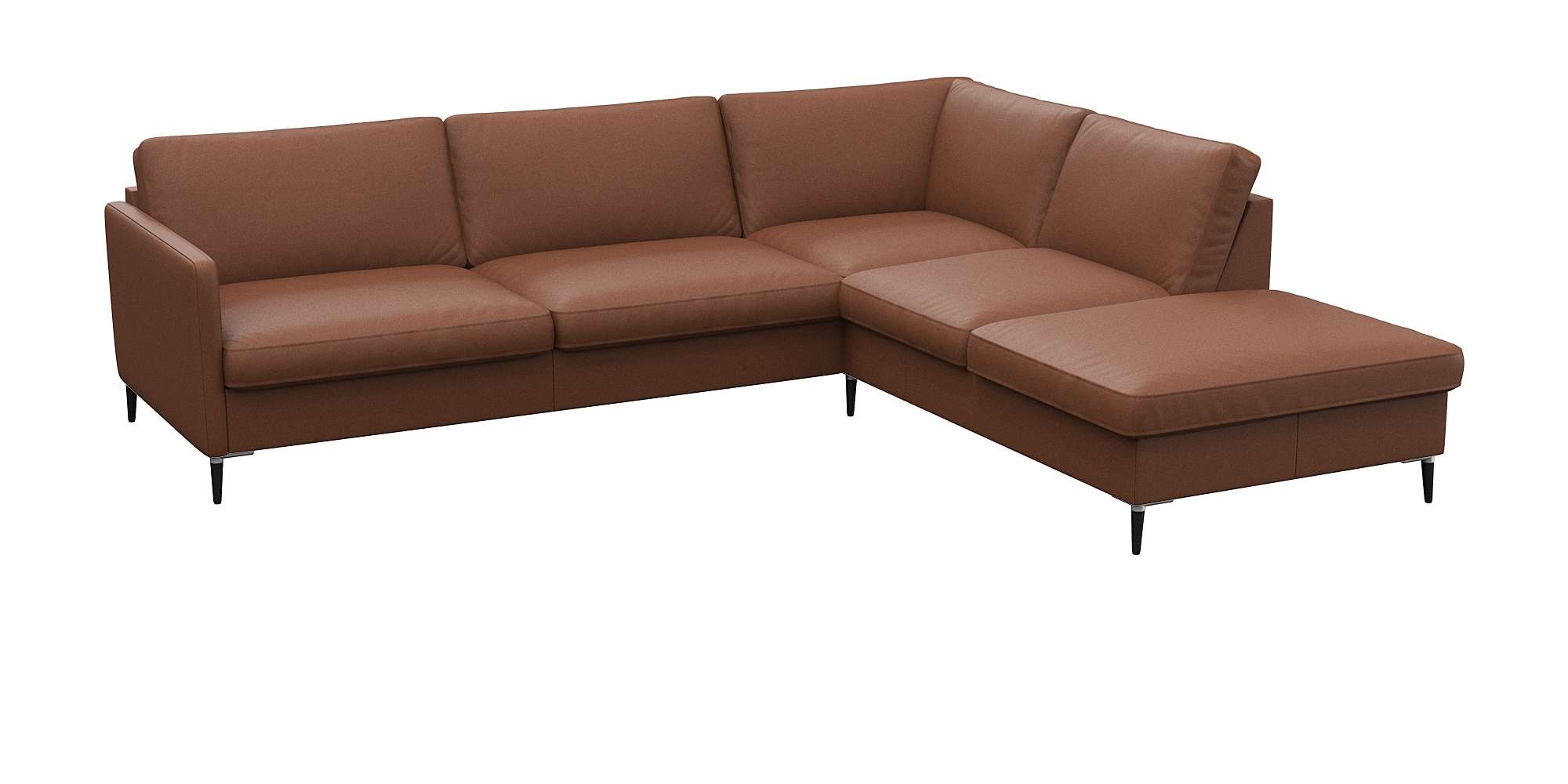 FLEXLUX Ecksofa »Fiore, super Sitzkomfort durch Kaltschaum im Sitz, L-Form«, schmale Armlehnen, Füße Alu+schwarz