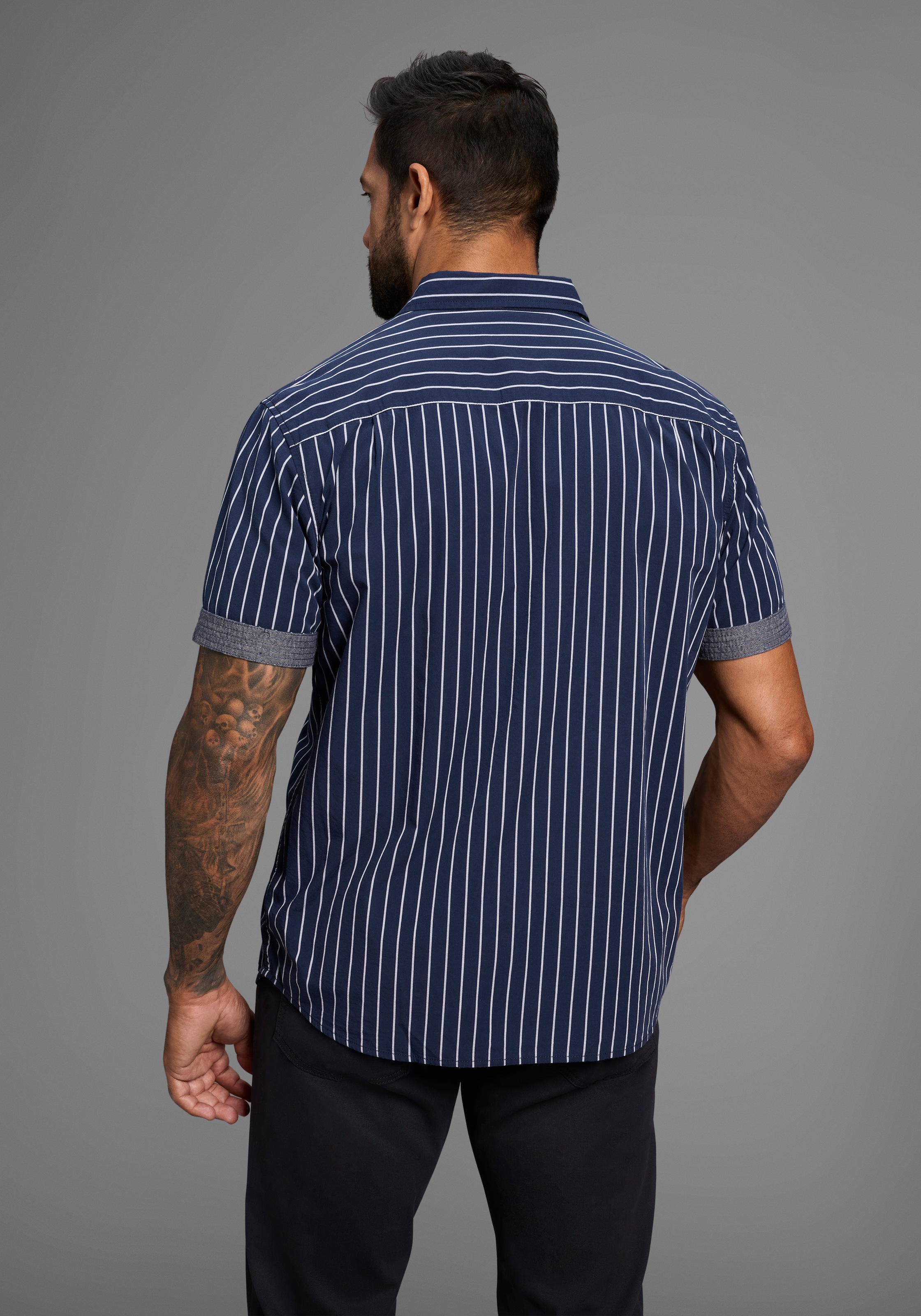 Mans World Kurzarmhemd, modern gestreift günstig online kaufen