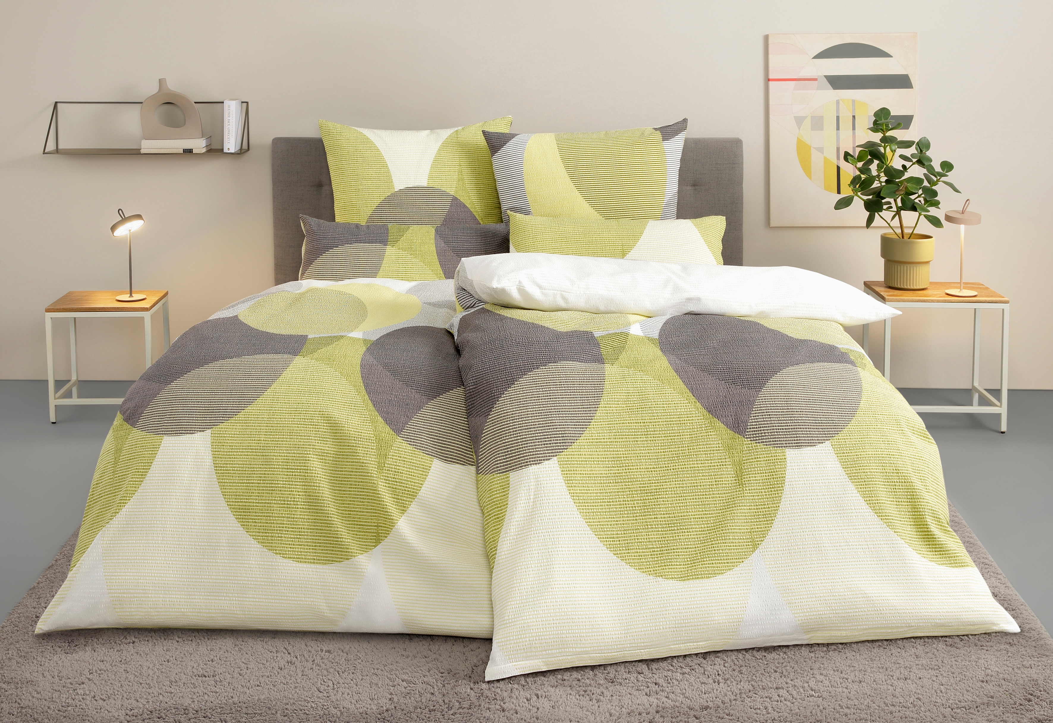 OTTO home Bettwäsche "Carla ab Gr. 135x200 cm und in drei Qualitäten" 2 100% Baumwolle, geometrisches Design, Kreise, Bierbaum by OTTO home