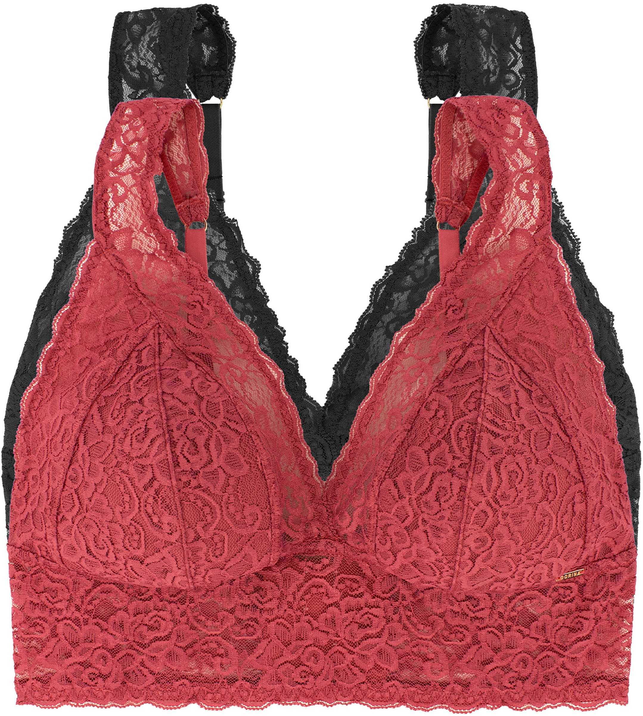 Dorina Bralette »Lana« 2er Pack,  ohne Bügel, florale Spitze, breites Unterbrustband