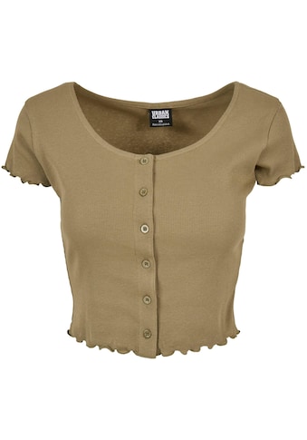 Kurzarmshirt »Urban Classics Damen Ladies Cropped Button Up Rib Tee«, (1 tlg.)