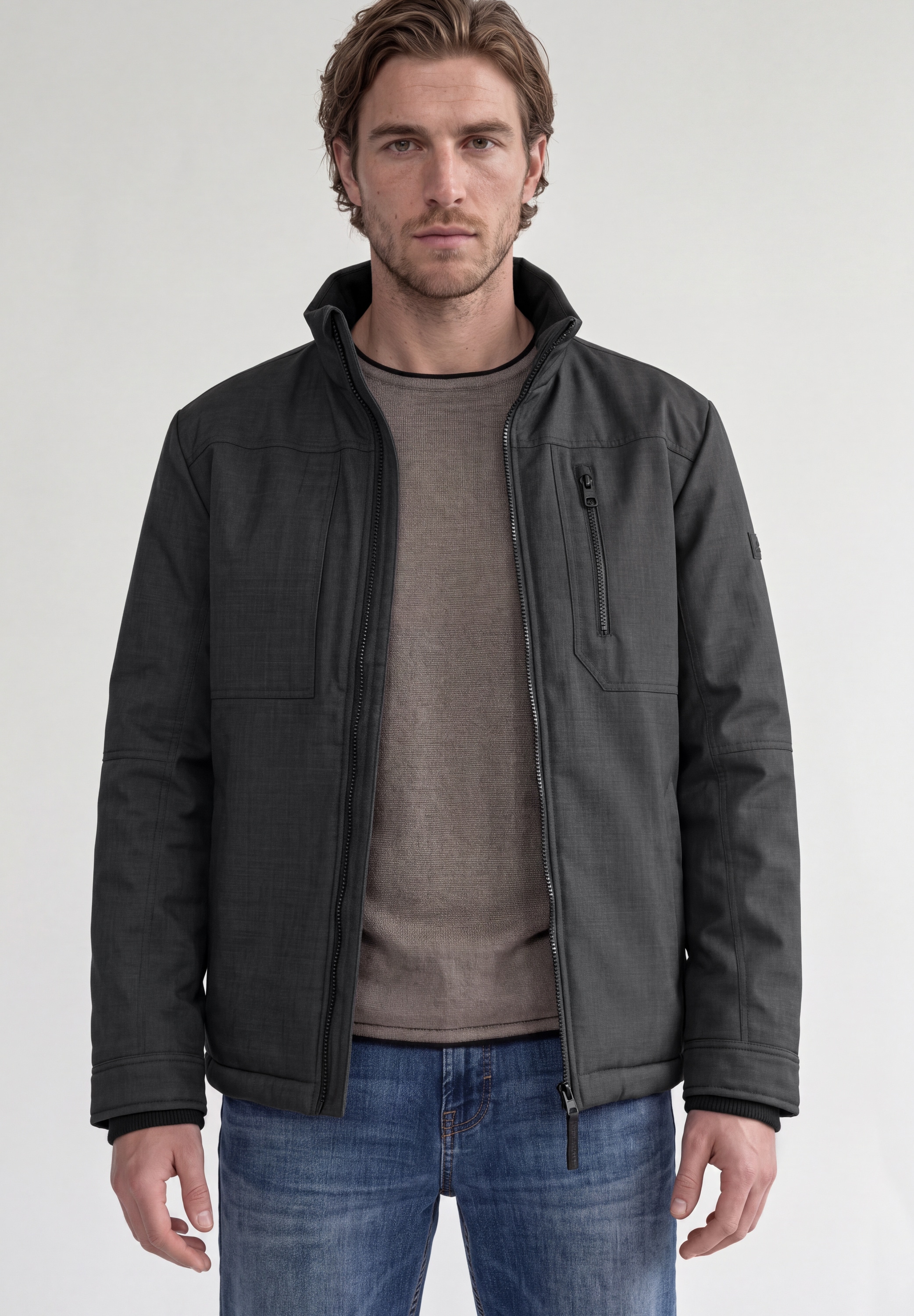 STREET ONE MEN Kurzjacke ohne Kapuze im Melange Look