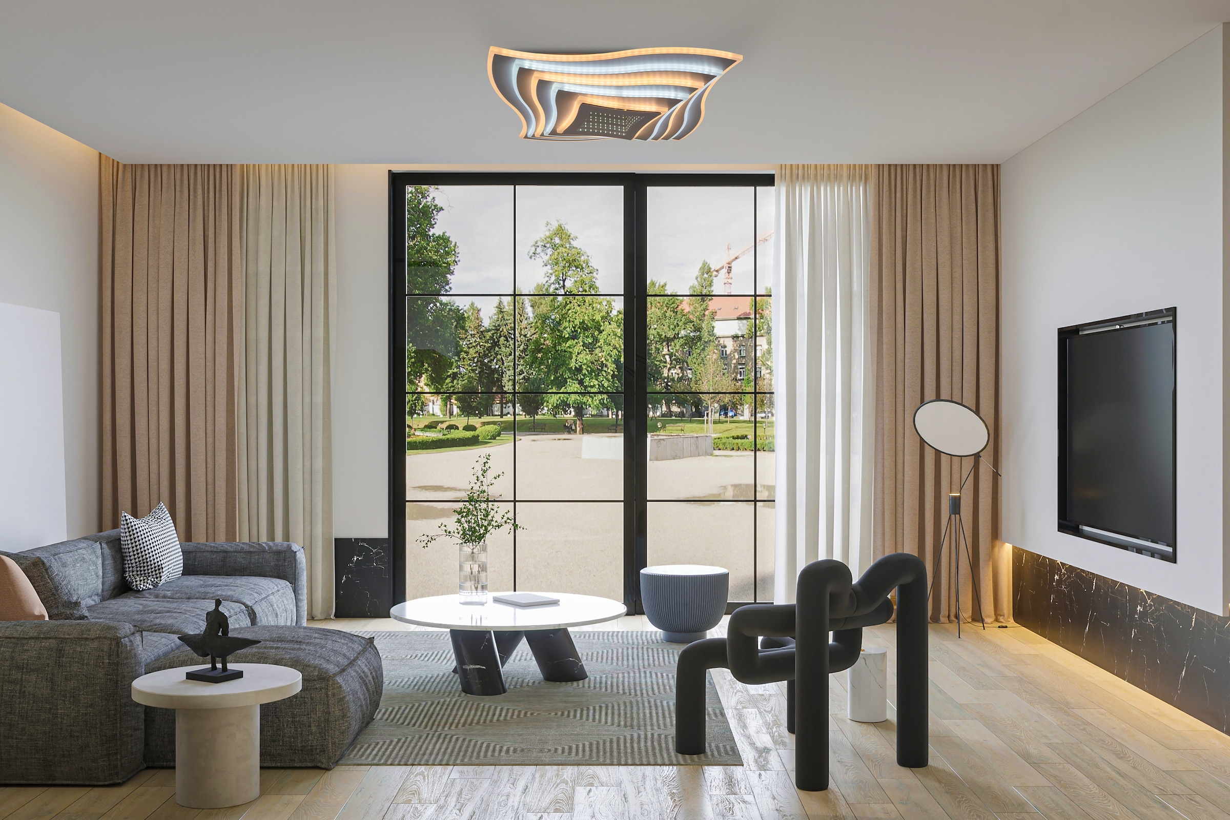 näve LED Deckenleuchte »Fevoria« LED-Modul 1 Stk. warmweiß - kaltweiß dimmbar, CCT, Memory, Nachtlicht, Fernbedienung, H: 7 cm / L/B: 50 cm