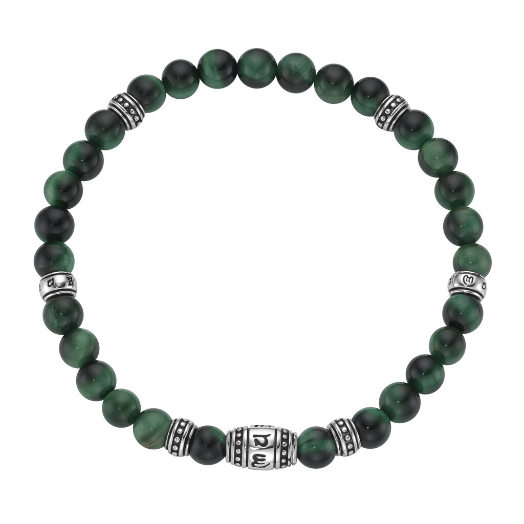 GIORGIO MARTELLO MILANO Armband »mit grünem Tigerauge oder Muschelkern-Perlen, Silber 925«