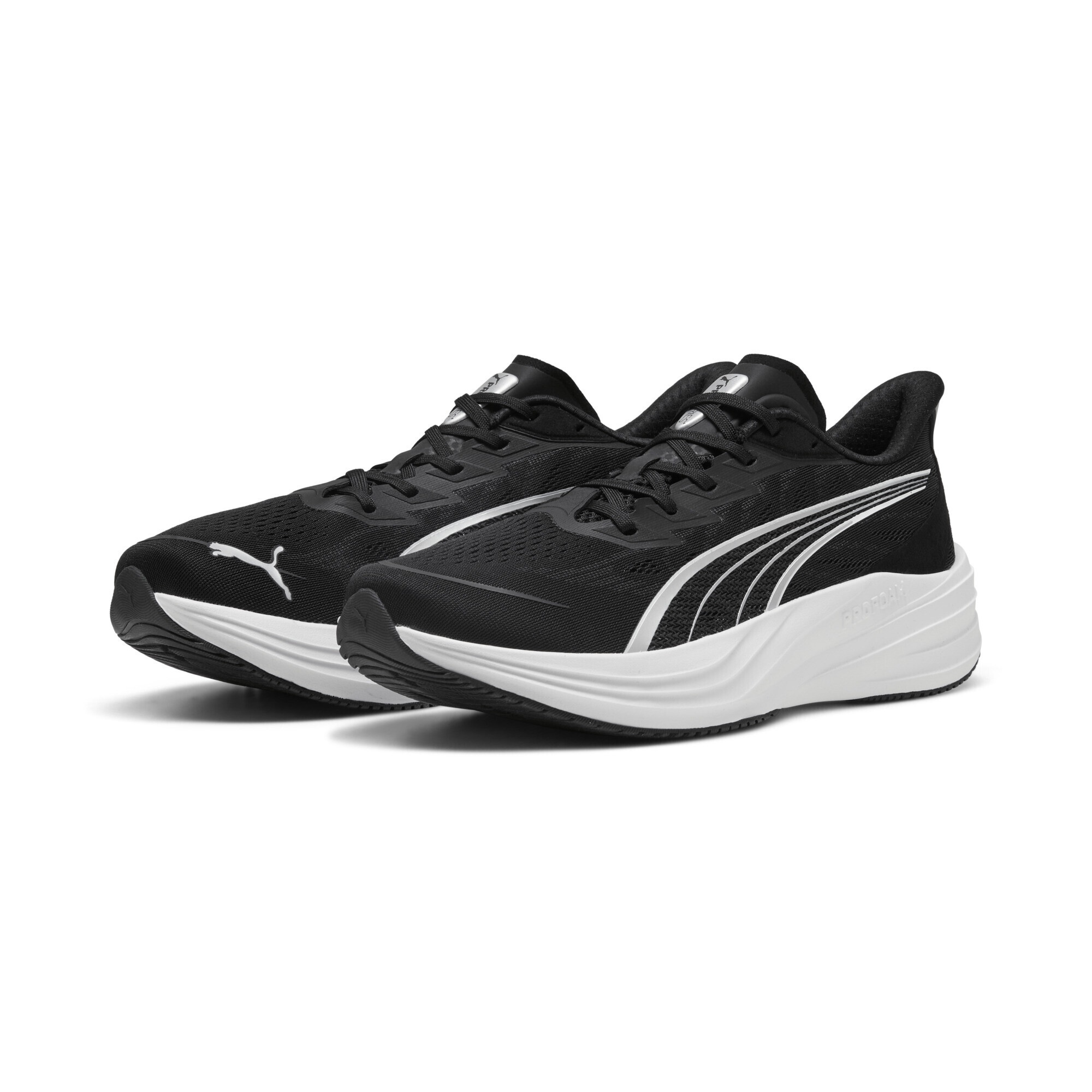 PUMA Trainingsschuh "Darter Pro 2 Laufschuhe Erwachsene", Gr. 39schwarz silber weiß metallic, Obermaterial: Synthetik, Textil; Futter: Textil;