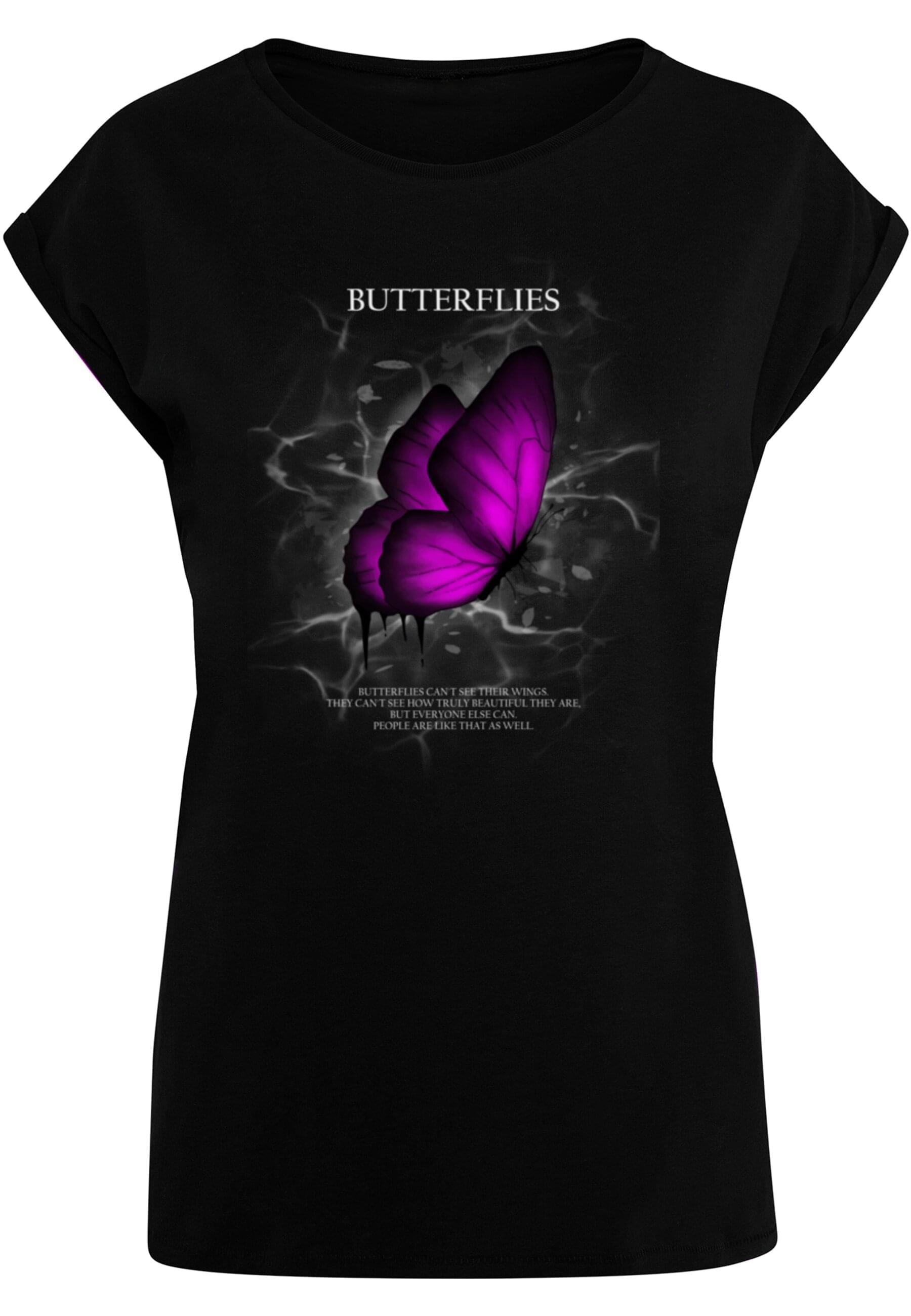T-Shirt »Merchcode Damen Ladies Butterflies Extended Shoulder Tee«, (1 tlg.)