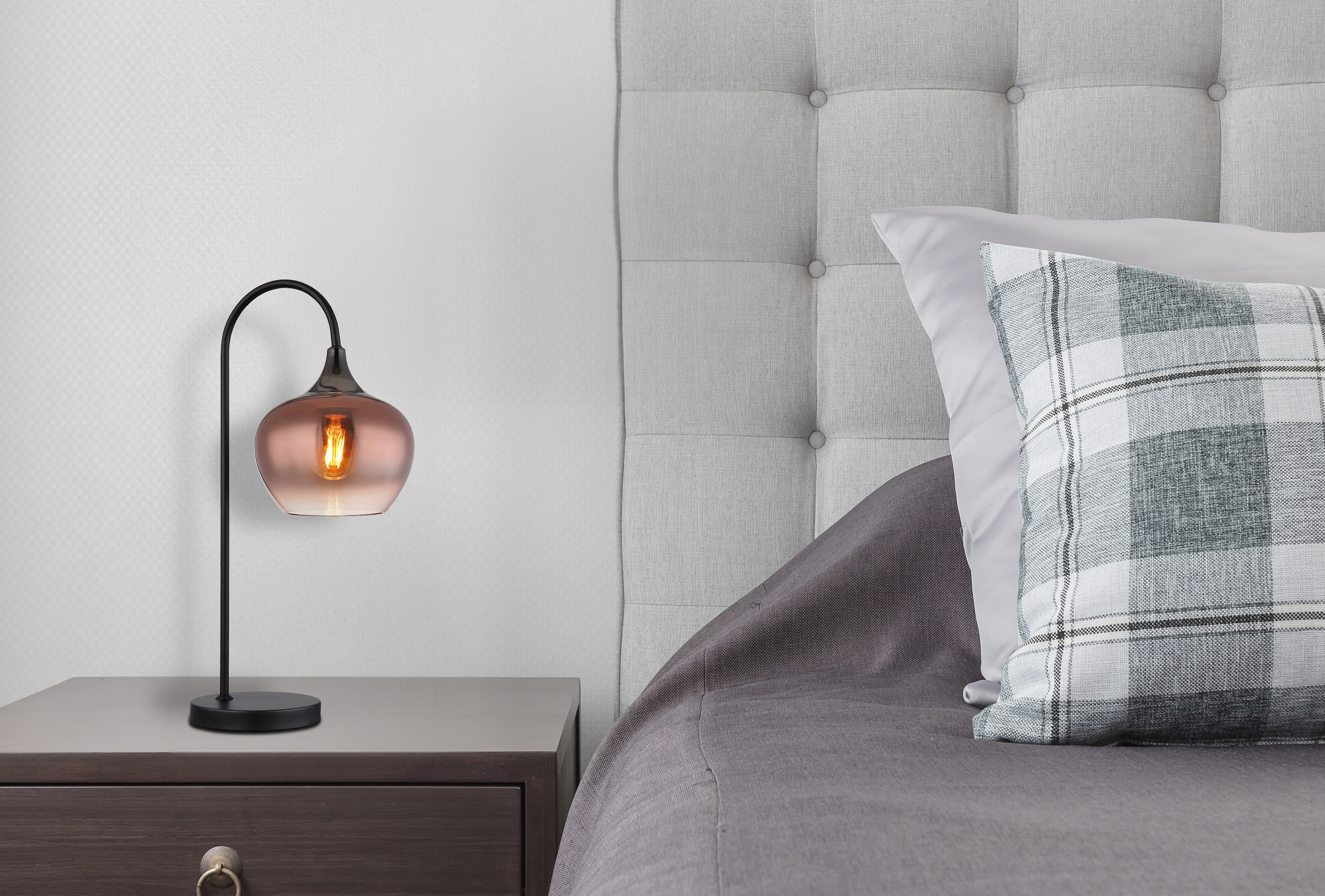 GLOBO LIGHTING Tischleuchte »MAXY«, Leuchtmittel E27 | ohne Leuchtmittel, Tischlampe/Glas kupferfarben/modern/Wohnzimmer/Schlafzimmer