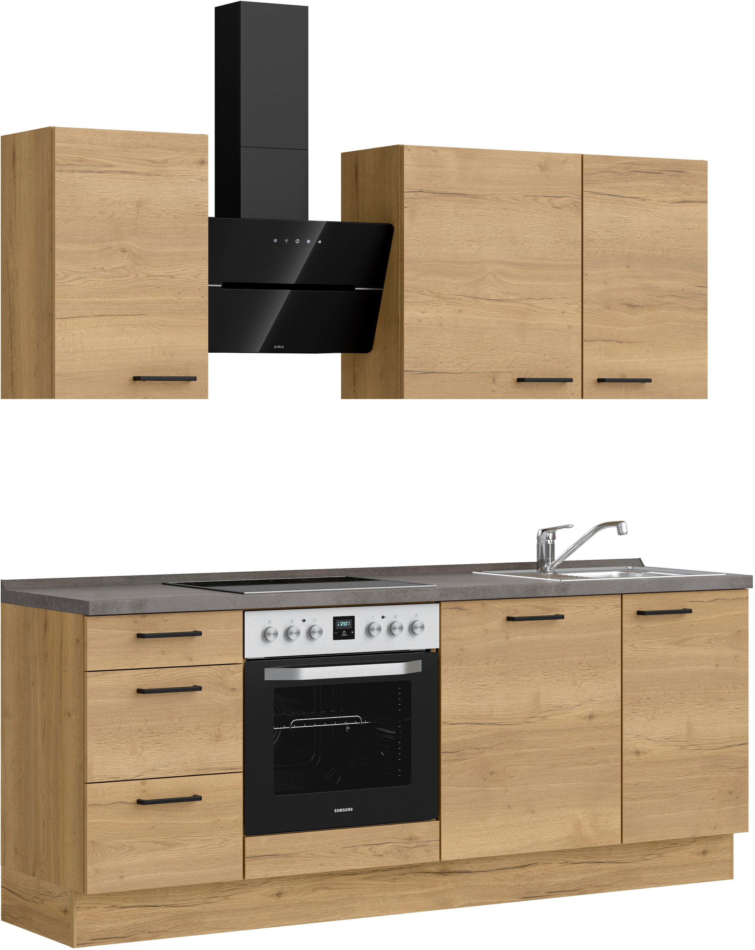 nobilia® Küchenzeile »"Structura II"«, vormontiert, Ausrichtung wählbar, Breite 210 cm, wahlw. mit E-Geräten