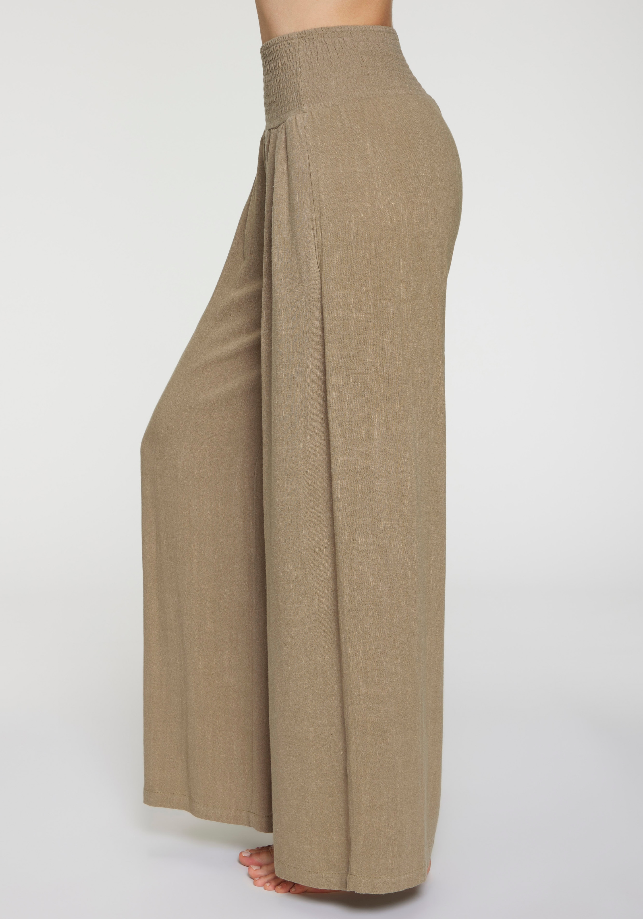 French Connection Leinenhose  mit gerafftem Bund, weite Palazzohose für den Sommer
